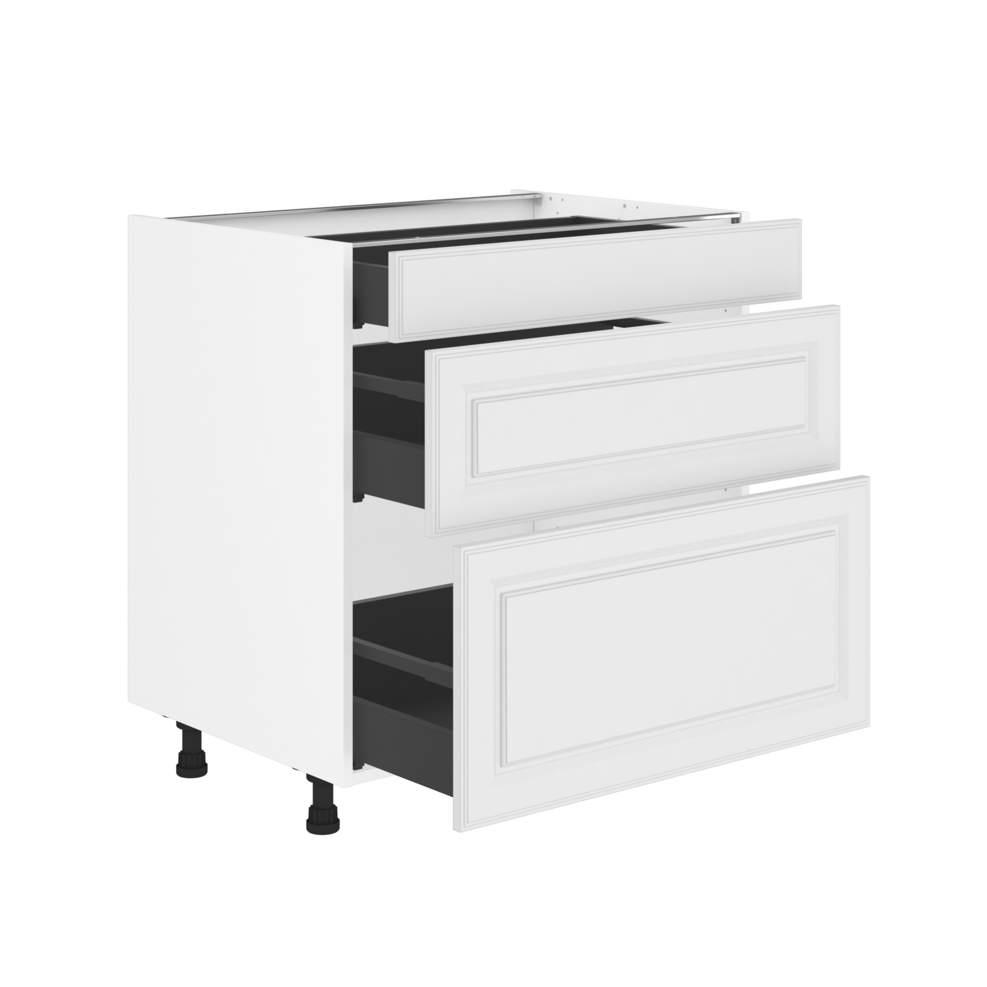 Meuble bas de cuisine Oxford blanc, 3 tiroirs H77xl80 Leroy Merlin