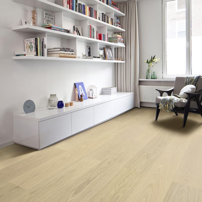 Revêtement de sol Finesse plaqué bois chêne sable select vitrifié XL, l