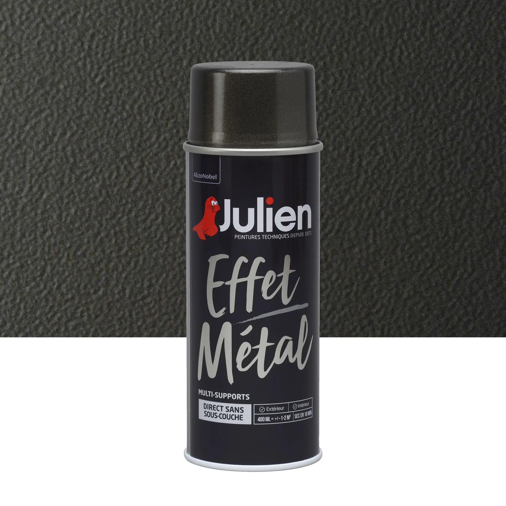 Bombe de peinture multi-supports JULIEN, Effet métal, noir métal