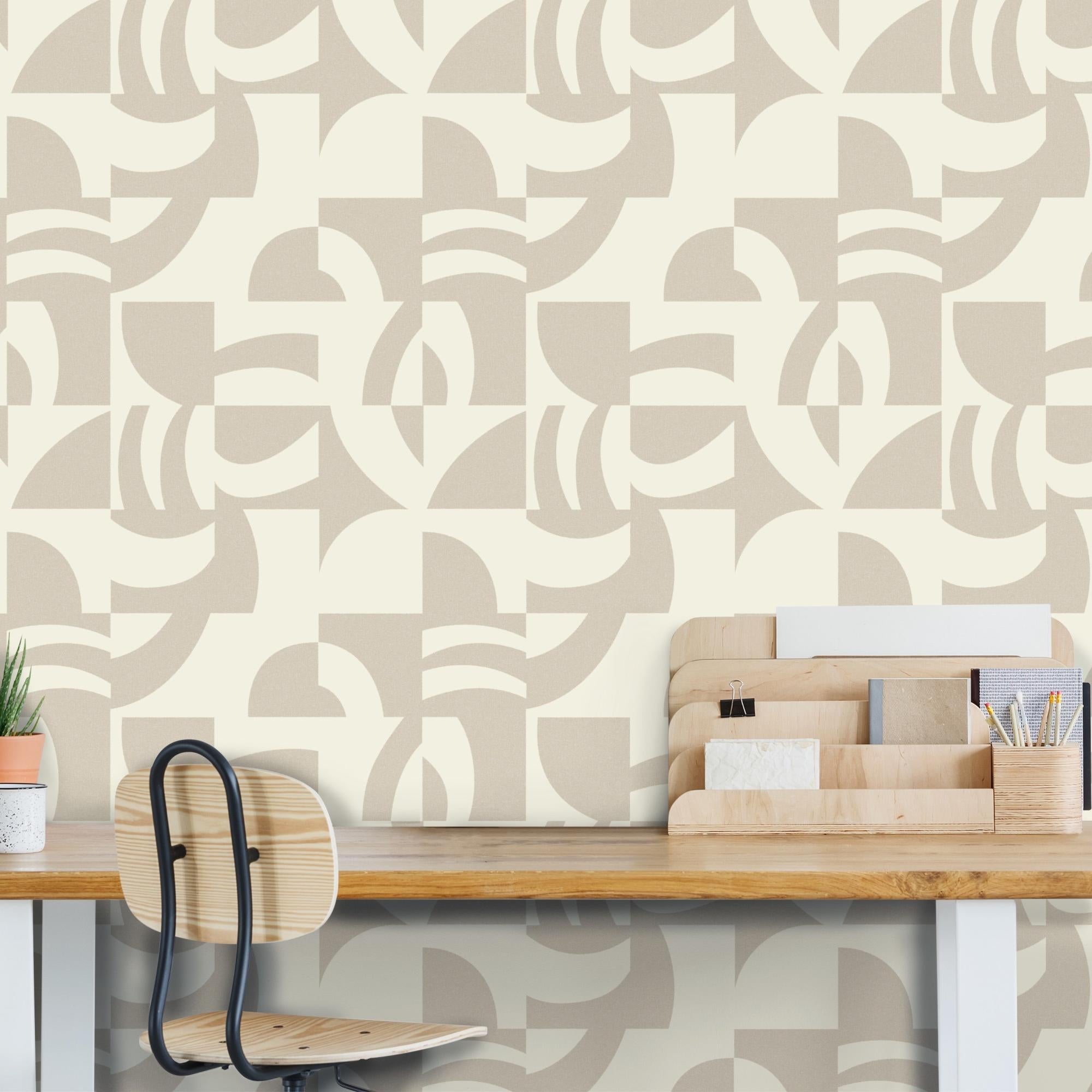 Papier peint intissé Cercles corbusier INSPIRE beige | Leroy Merlin
