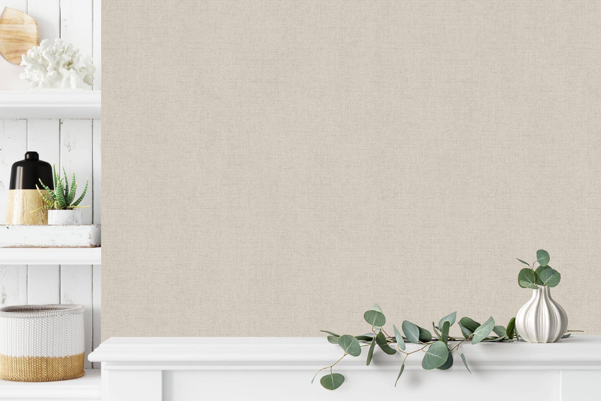 Papier peint intissé Botanique tweed beige | Leroy Merlin