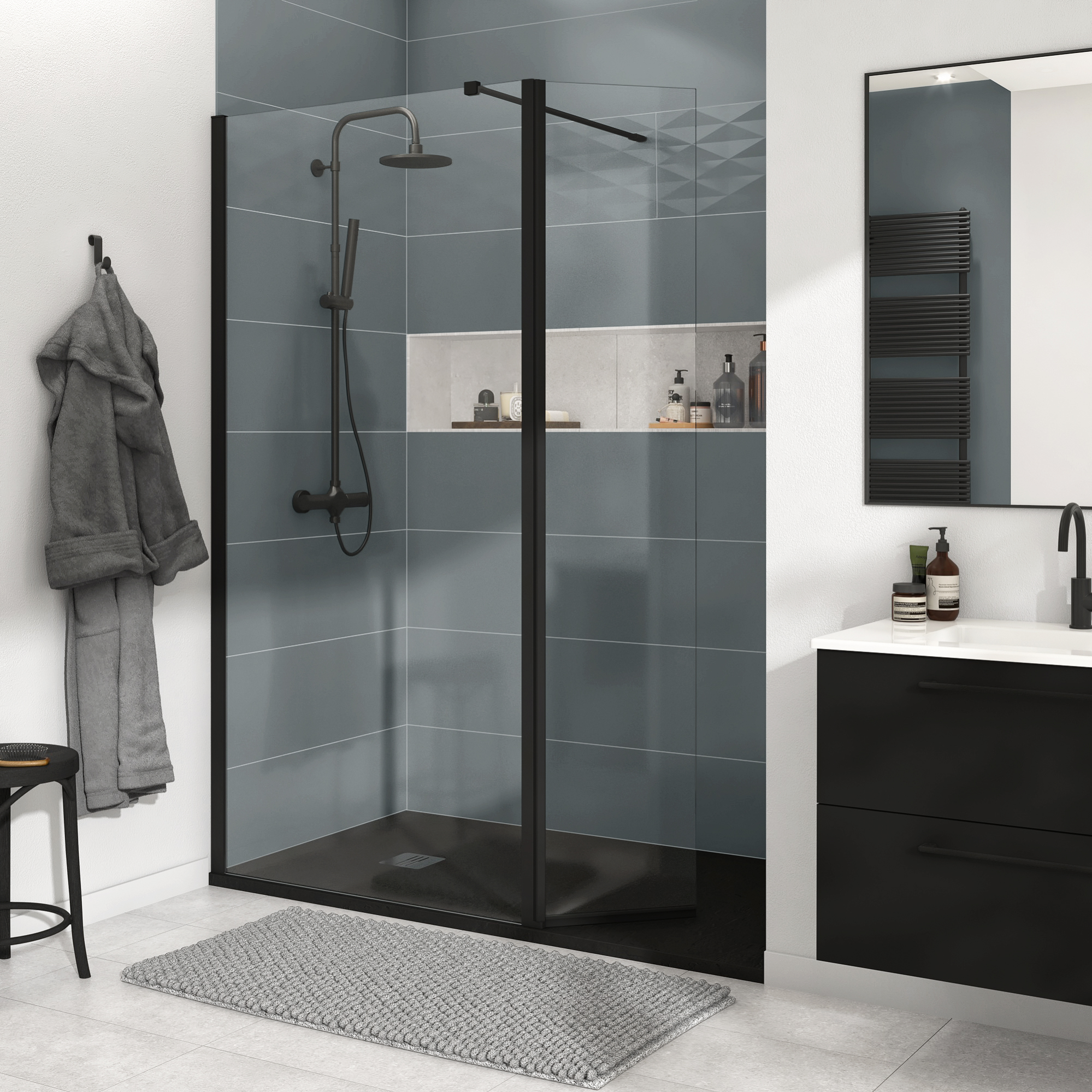 Douche italienne receveur remix 90x160 cm paroi Remix Leroy Merlin