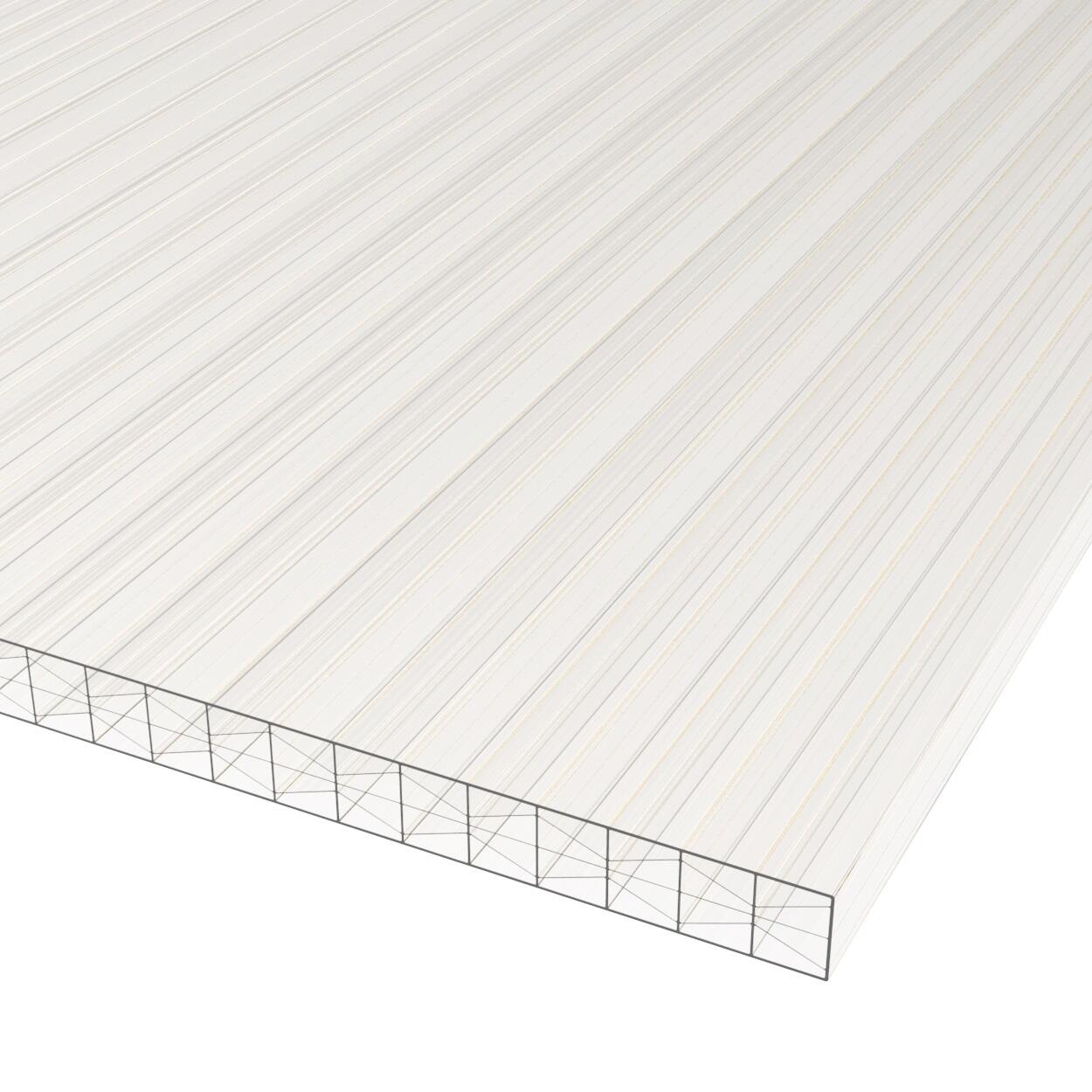 Plaque de toiture plat polycarbonate translucide l.0.98xL.3m, ep.16mm