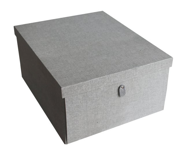 Grande boîte de rangement en carton gris - 28x38x50 - ON RANGE TOUT