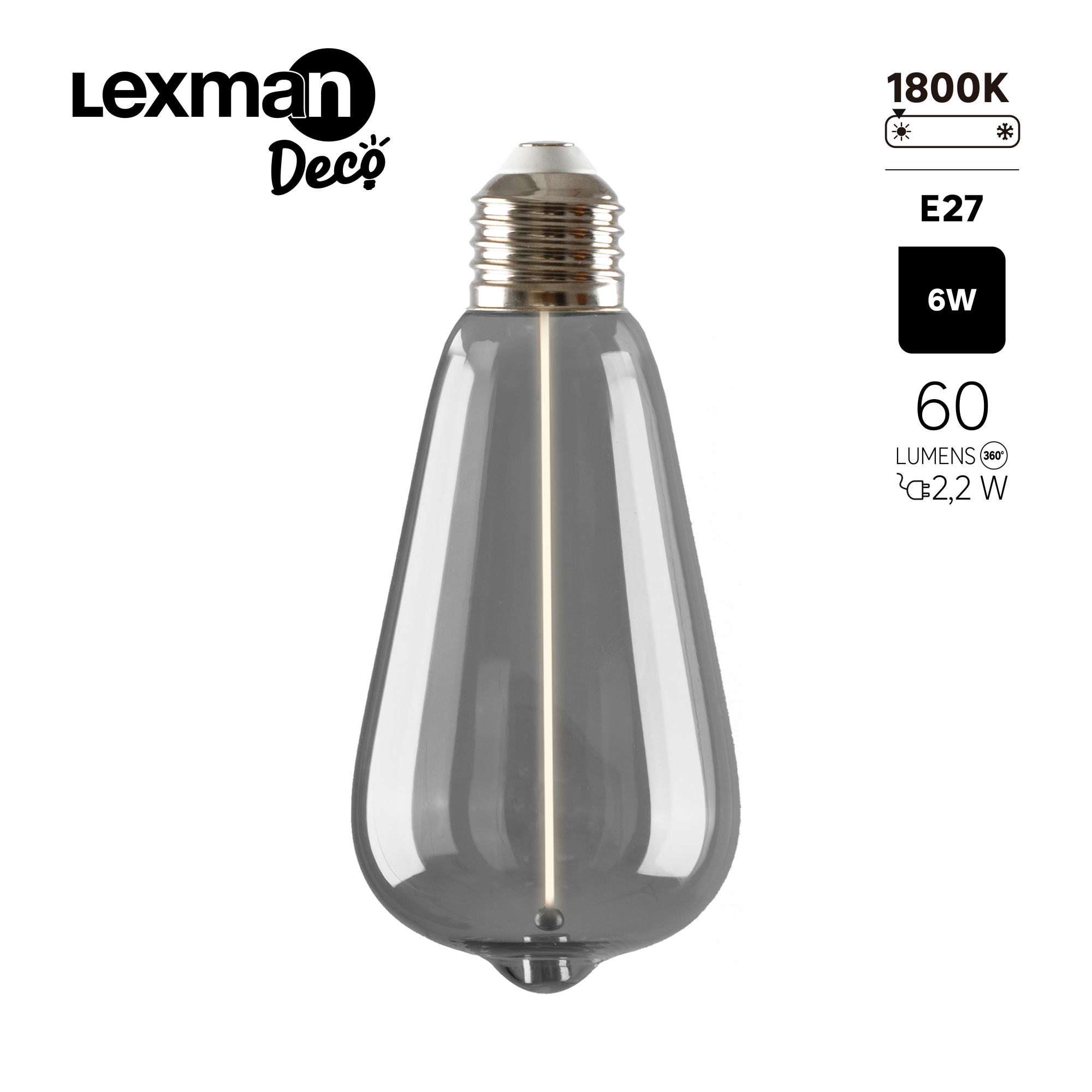 Ampoule led à filament magnétique, Edison, E27, 60lm, blanc très chaud