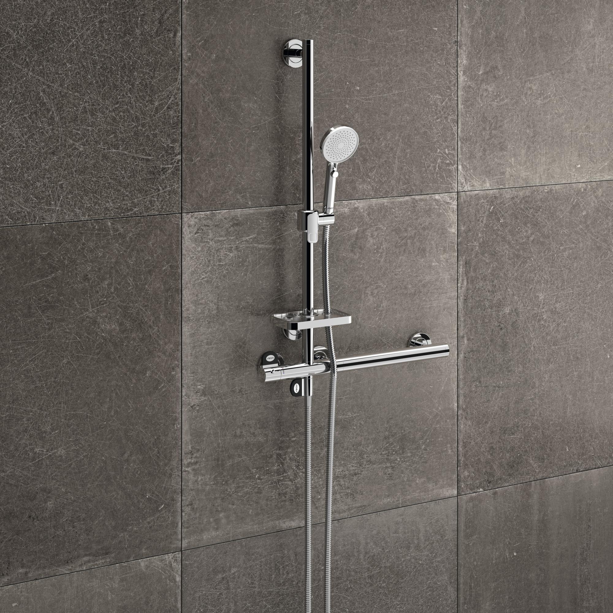 Colonne douche thermostatique PMR Onyx gauche chromé Leroy Merlin