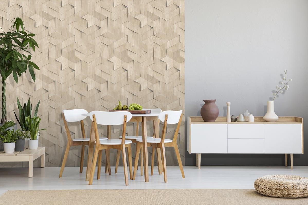 Papier peint intissé Shadow wood beige | Leroy Merlin