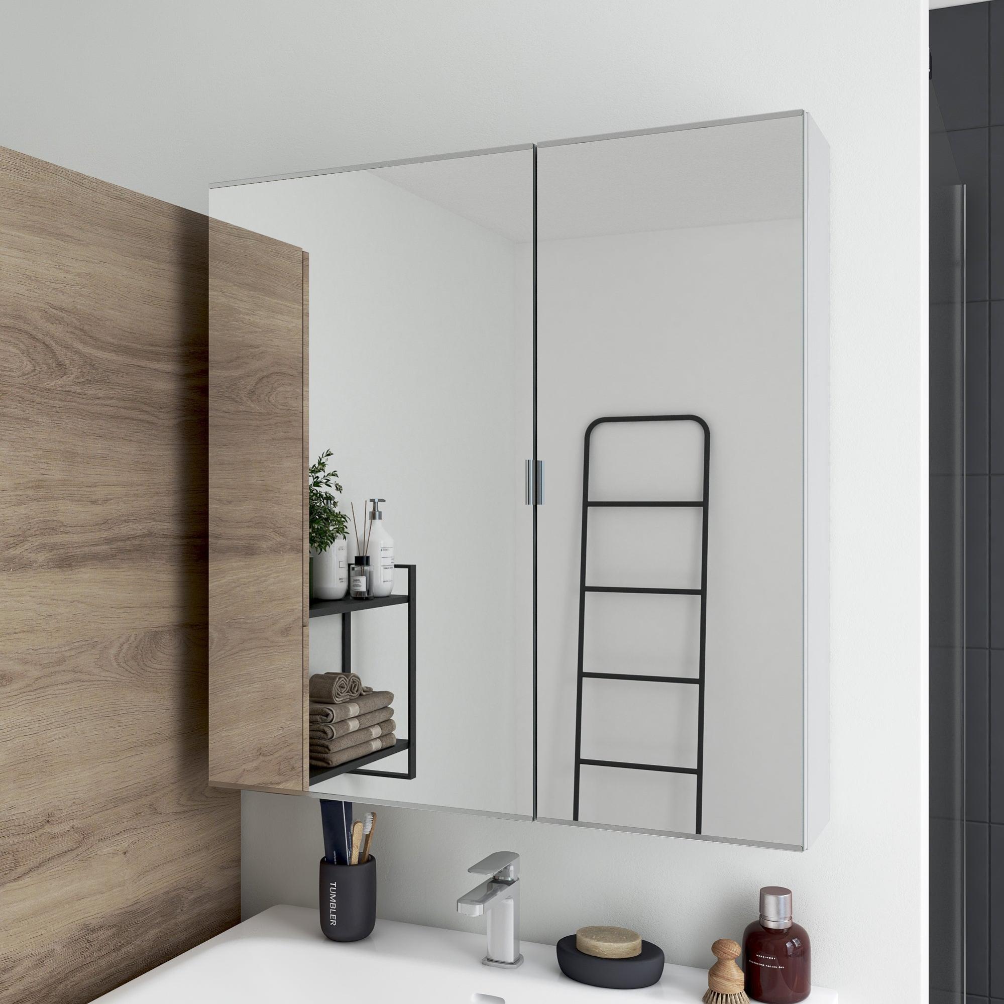 Armoire de toilette Remix, l.75 cm H.77 cm, SENSEA, chromé Leroy Merlin