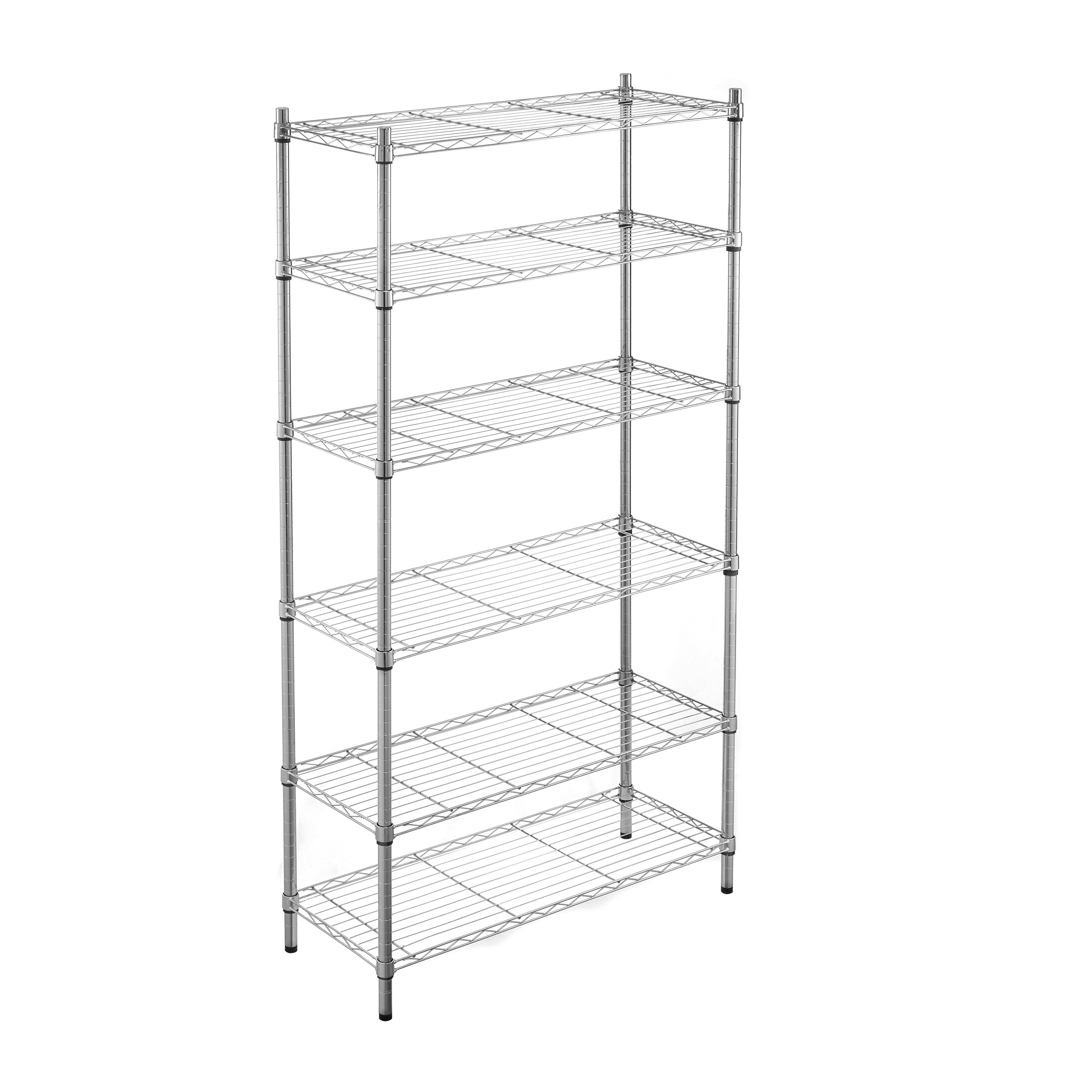 Etagère acier chromé SPACEO 6 tablettes l 90 x H 180 x P 35 cm Leroy