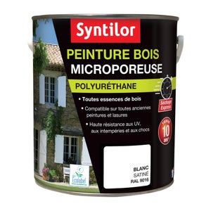 Peinture extérieure et intérieure bois microporeuse blanc Syntilor 2,5L +  20% gratuit
