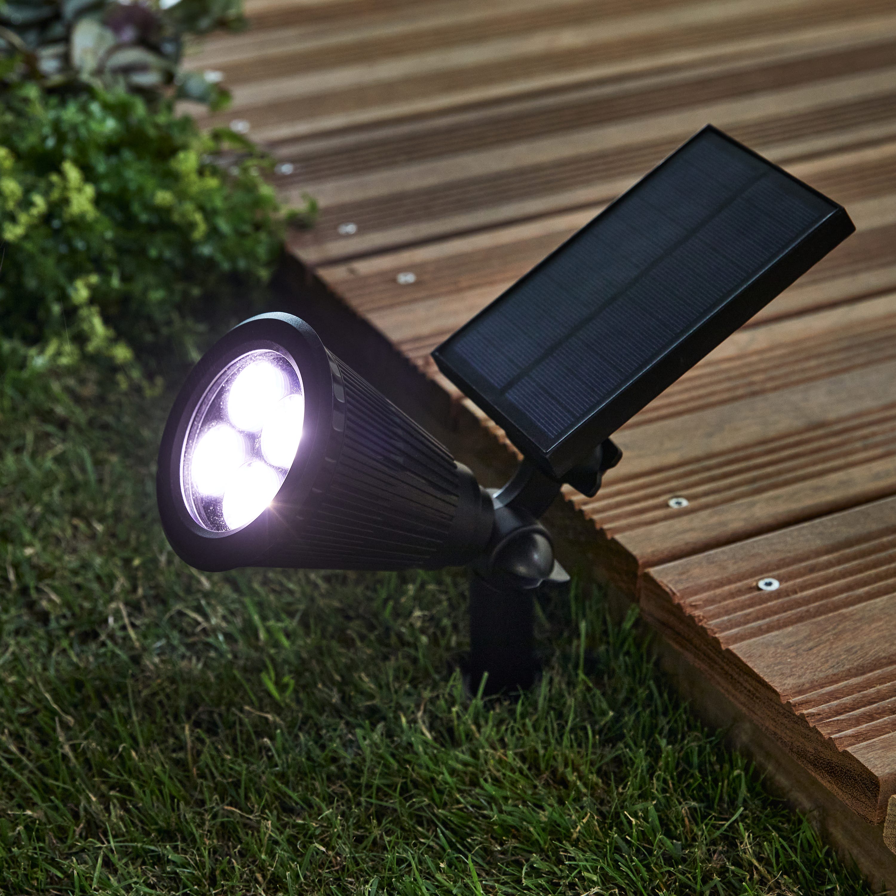 Spot solaire LED bleu puissant à piquer pour extérieur et jardin