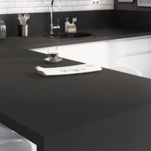 Crédence de cuisine noir mat et blanc mat GoodHome Berberis l. 200 cm x H.  60 cm x Ep. 3 mm