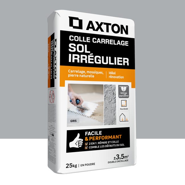 Colle en poudre sol irrégulier, intérieur/extérieur, gris AXTON, 25KG
