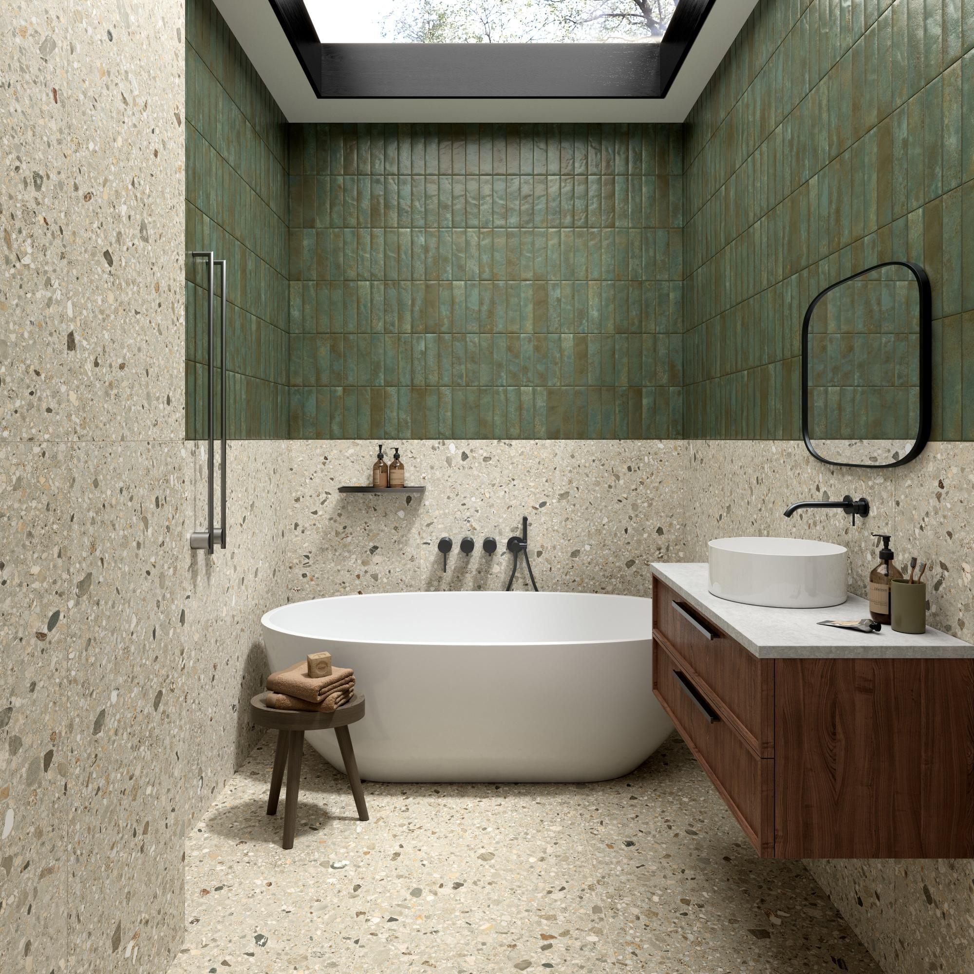 Carrelage sol intérieur / mur intérieur effet terrazzo terrazzo gris Essentiel l Leroy Merlin