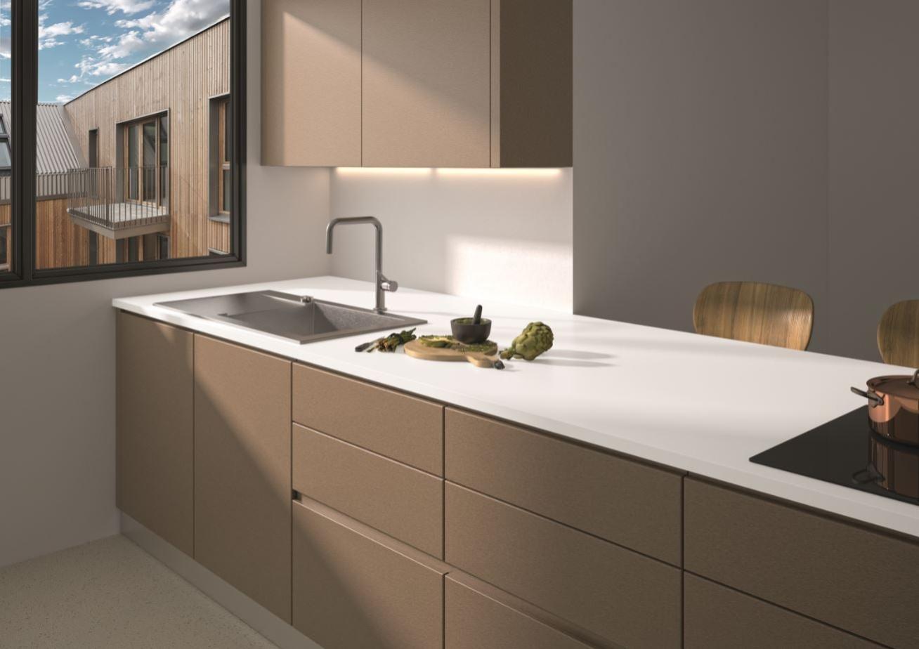 Plan de travail stratifié BASIC Blanc L.200 x P.60 cm, Ep.28 mm | Leroy