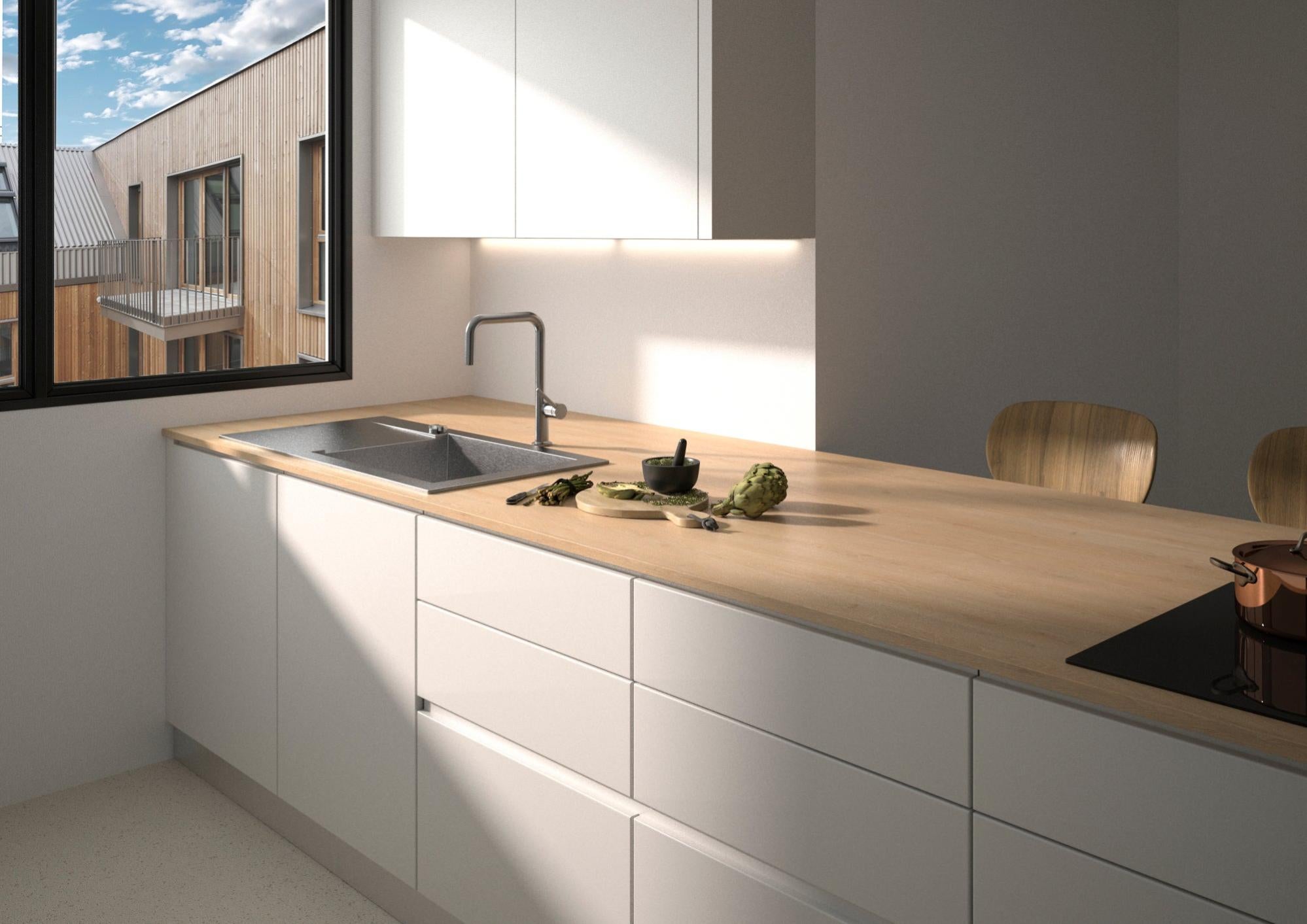 Plan de travail stratifié BASIC Chêne L.200 x P.60 cm, Ep.28 mm | Leroy