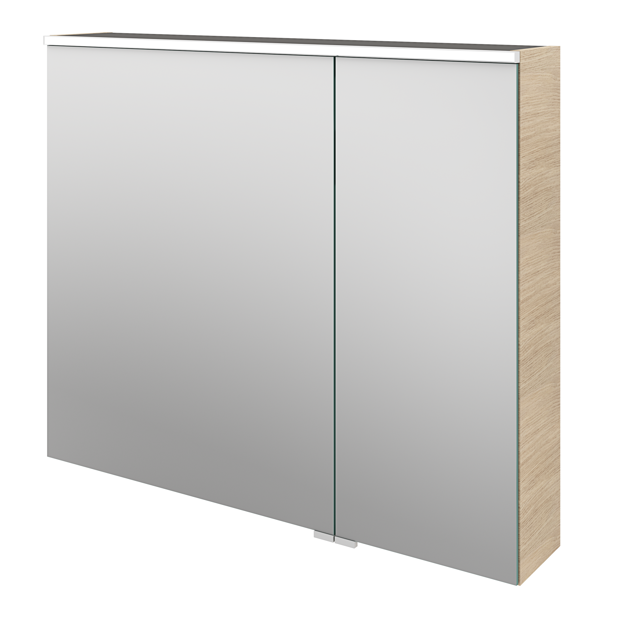 Armoire de toilette lumineuse l.90 cm H.75 cm P.17 cm, effet chêne nat