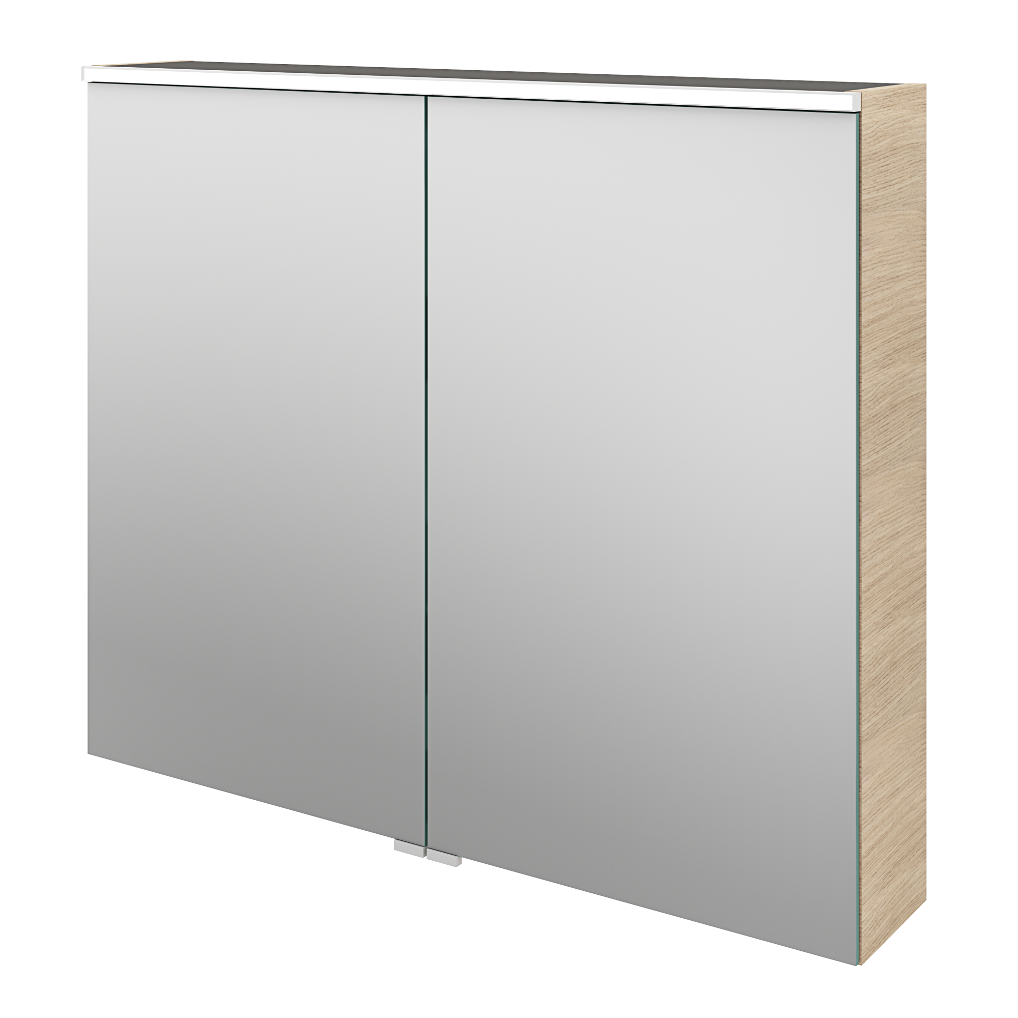 Armoire de toilette lumineuse l.90 cm H.75 cm P.17 cm, effet chêne nat