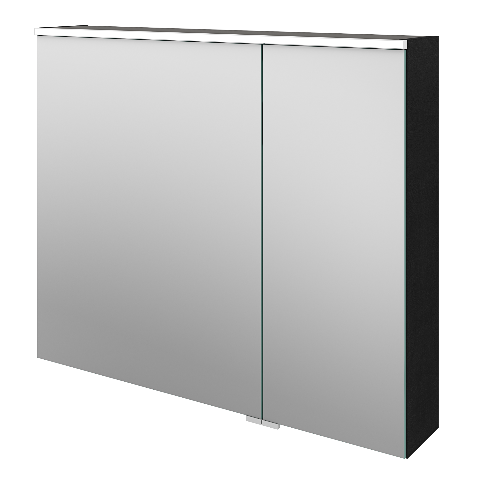 Armoire de toilette lumineuse l.90 cm H.75 cm P.17 cm, effet chêne noir