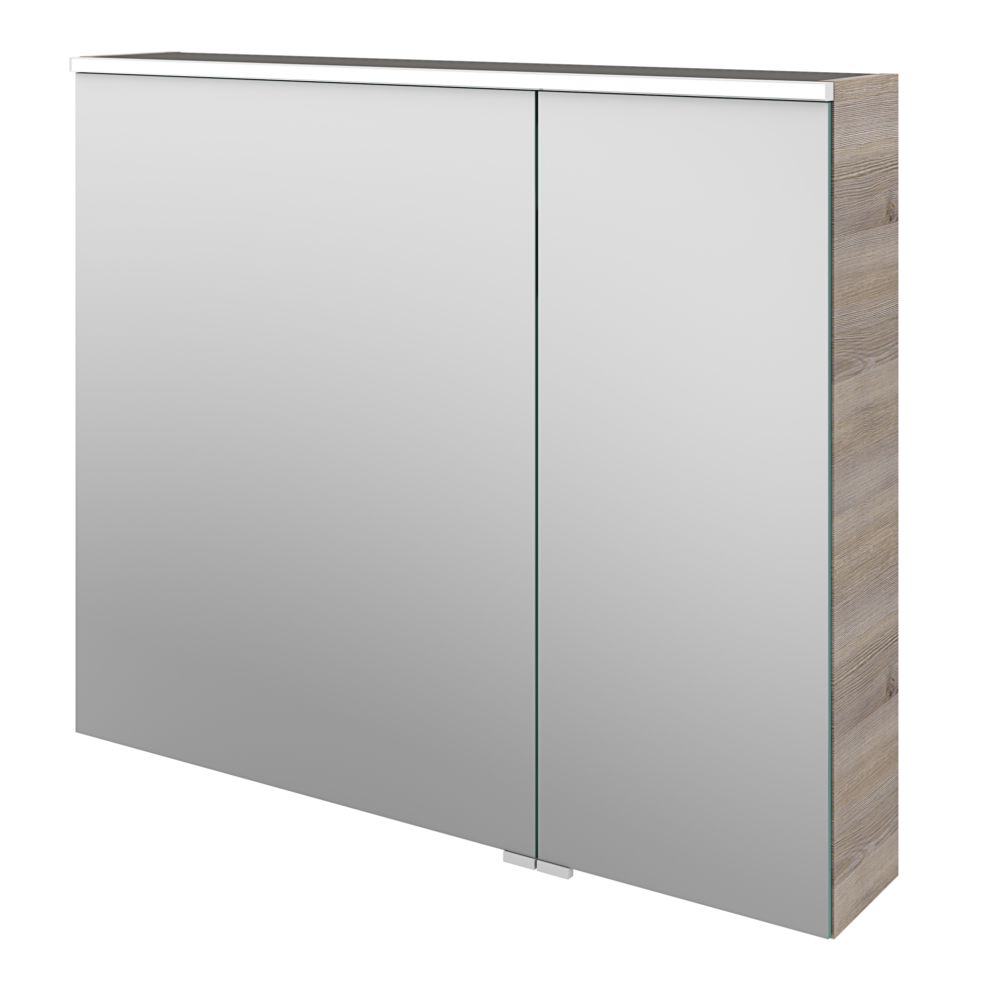 Armoire de toilette lumineuse l.90 cm H.75 cm P.17 cm, effet chêne gris