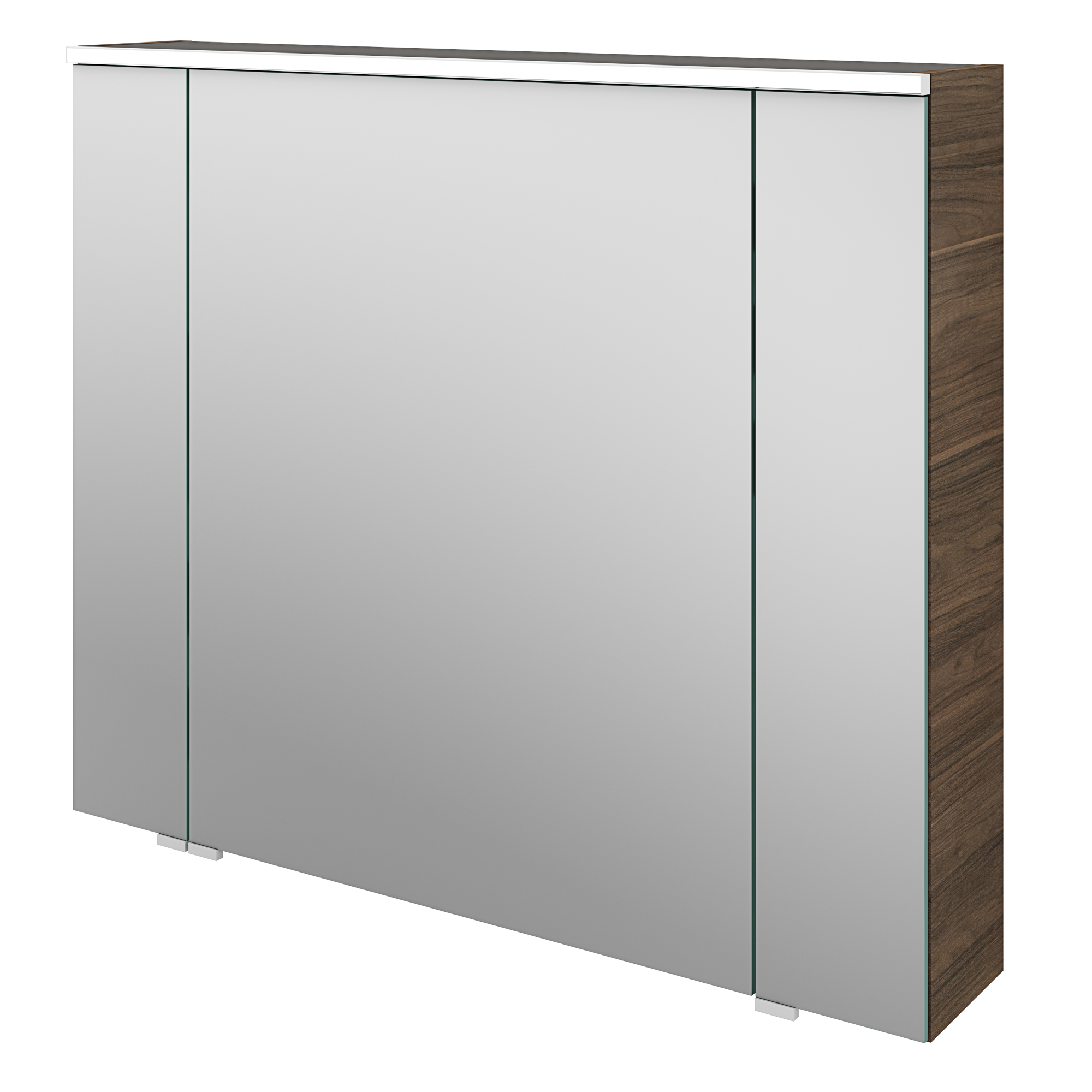 Armoire de toilette lumineuse l.90 cm H.75 cm P.17 cm, effet noyer Neo