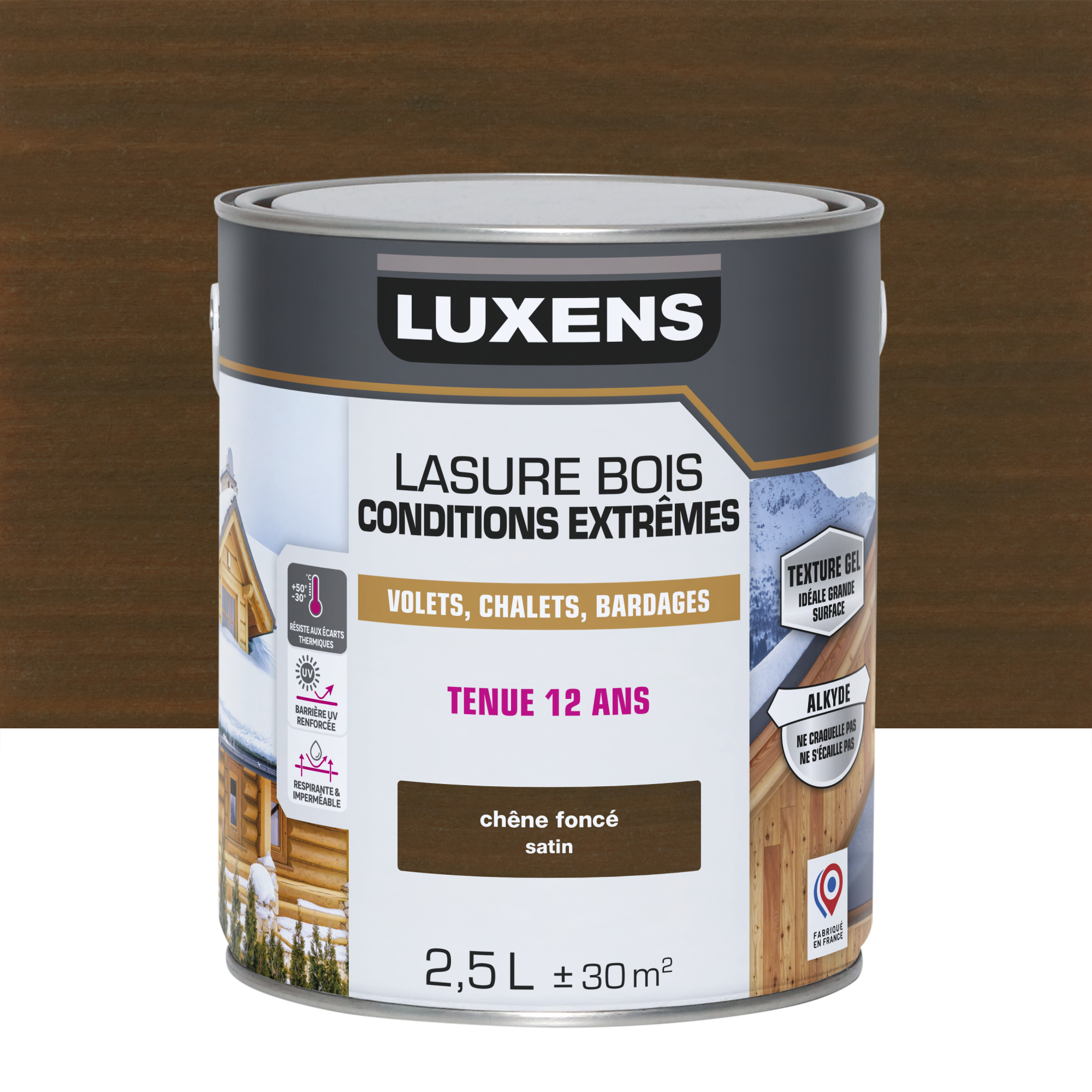 Lasure LUXENS Conditions extrêmes 12 ans chêne foncé satin 2.5 l Leroy Merlin