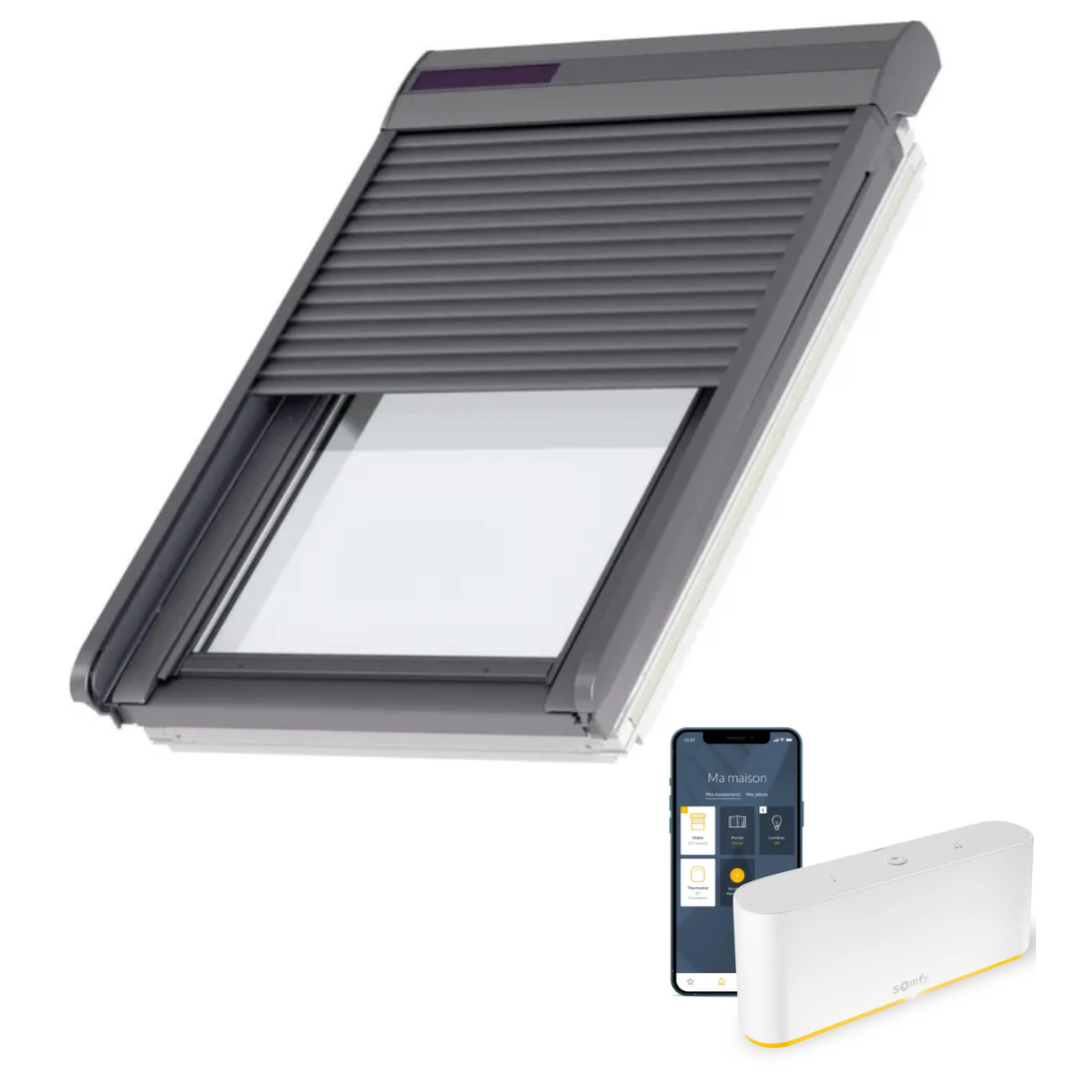 Store Plissé Obscurcissant Pour Fenêtre De Toit Velux | Montage Par Perçage, SK06, Tissu Graphite Blanc