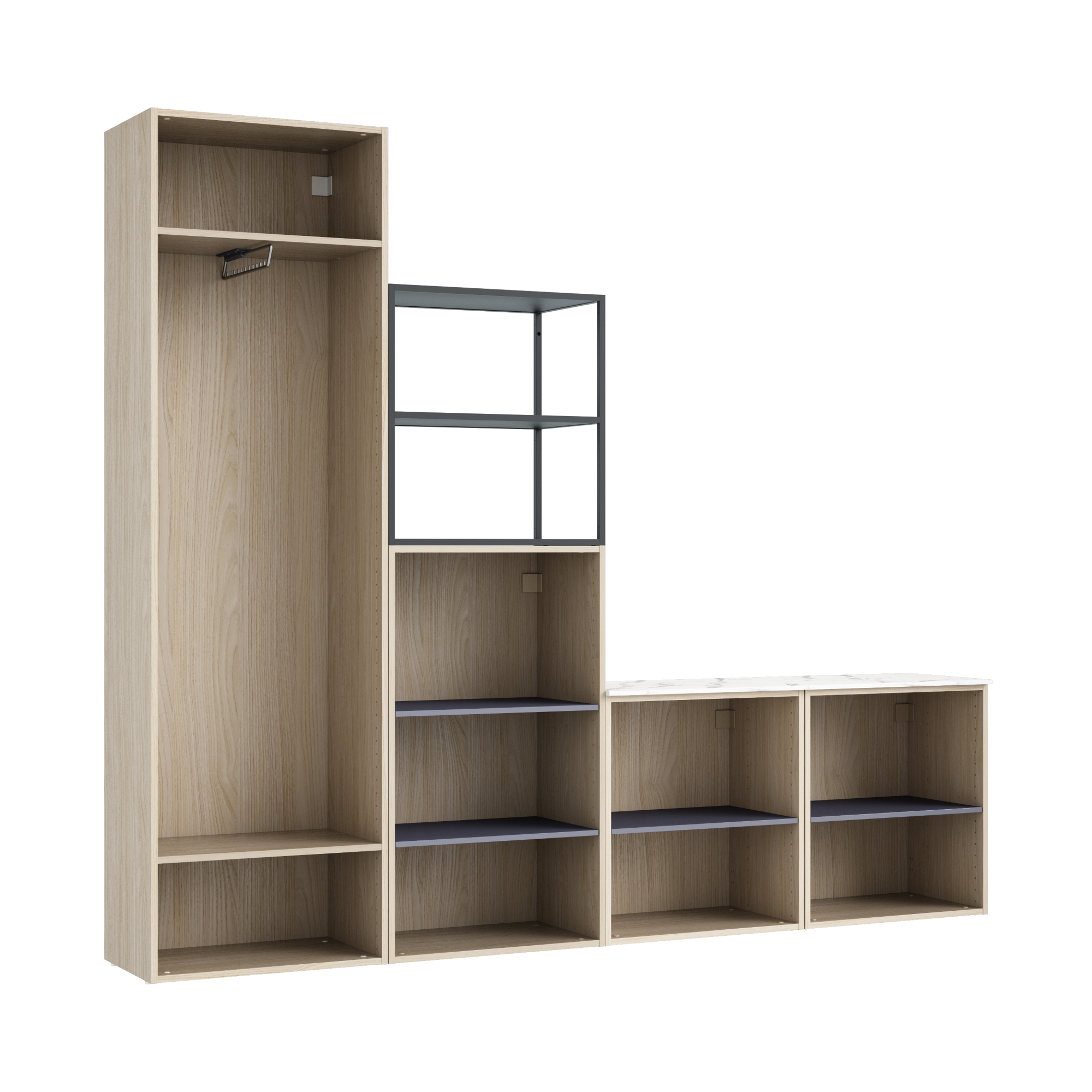 Meuble de rangement SPACEO Evo'M chêne H.204.8 x l.240 x P.38 cm