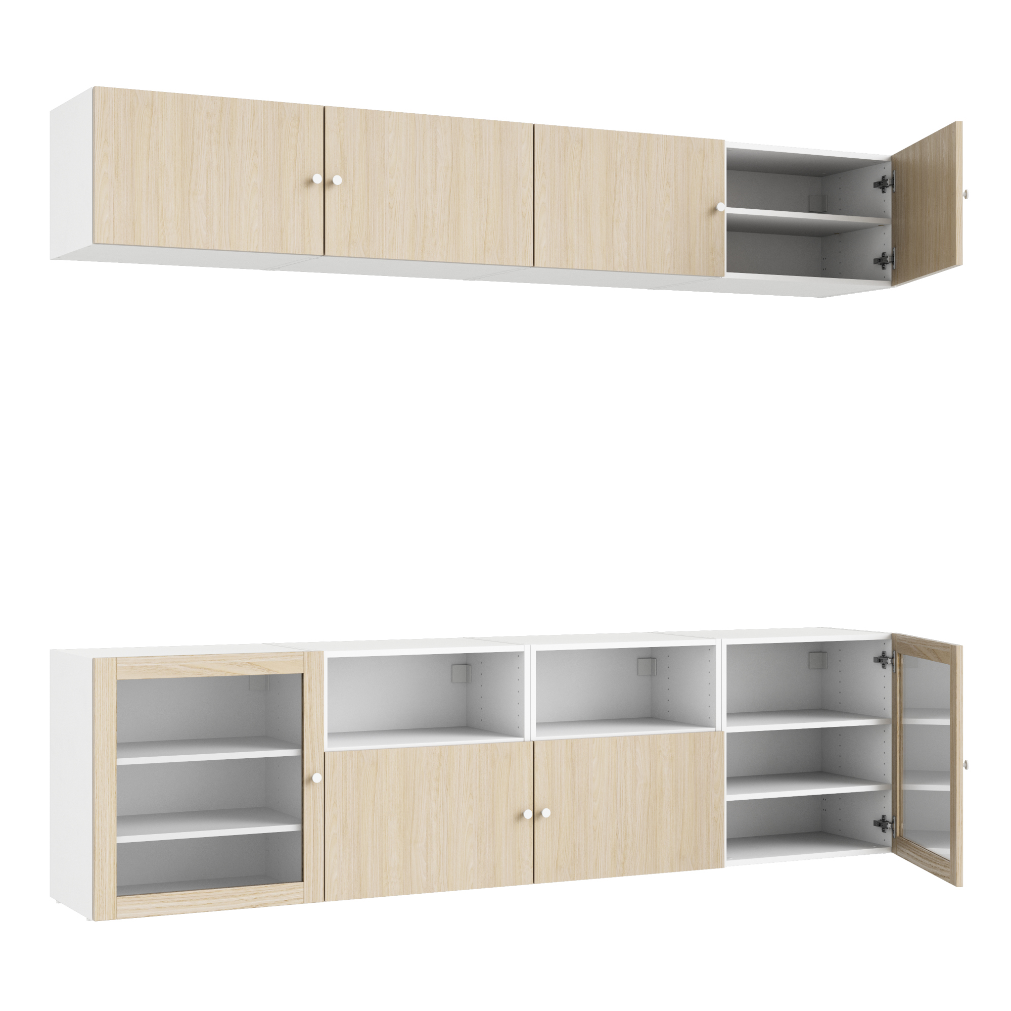 Meuble de rangement SPACEO Evo'm blanc chêne H.102.4 x l.240 x P.38 cm