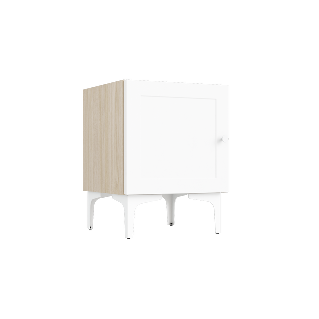Table de chevet SPACEO Evo'M,  blanc /  chêne H.53.4 x l.40 x P.38 cm