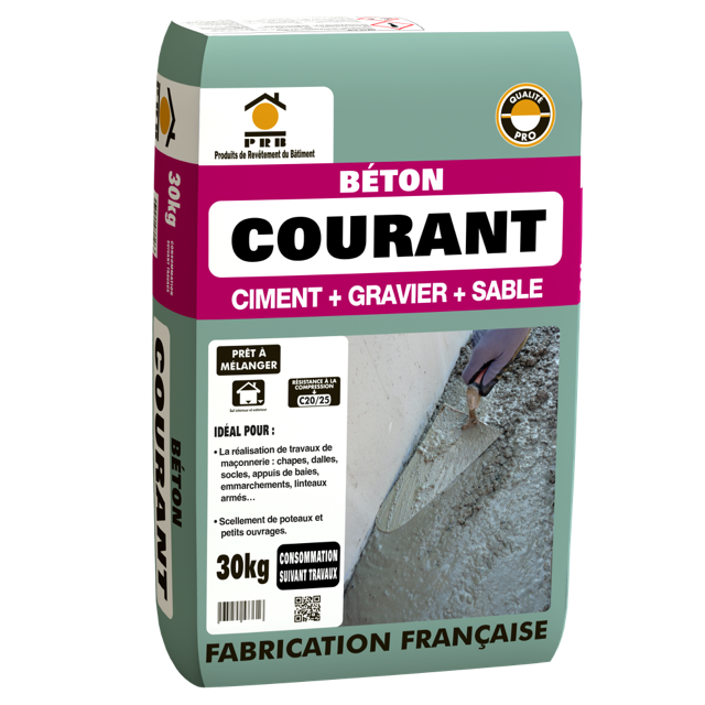 Béton Courant Prêt à L’emploi Gris PRB C20/25, 30 Kg | Leroy Merlin