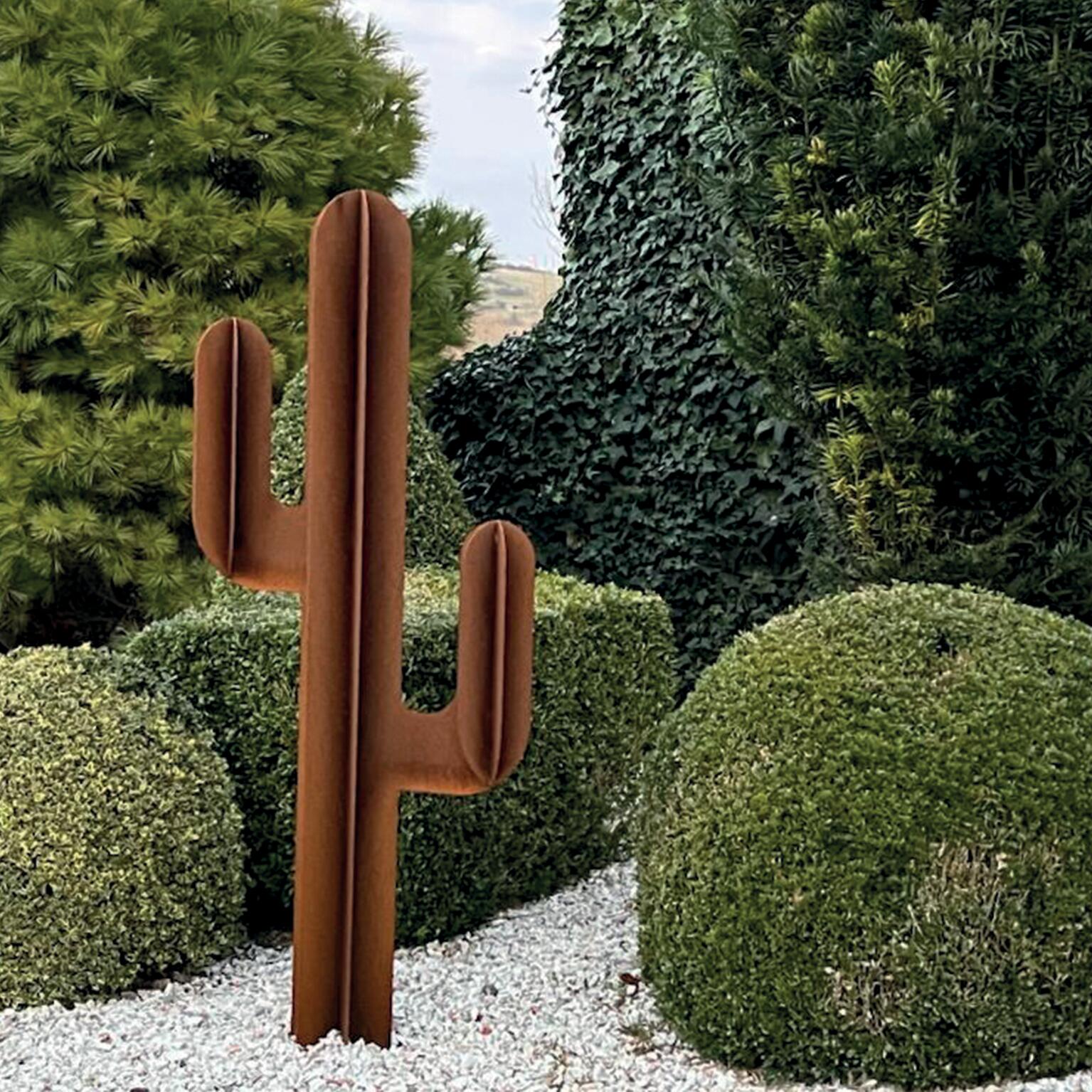 Déco jardin cactus 3 branches métal - aménagement extérieur