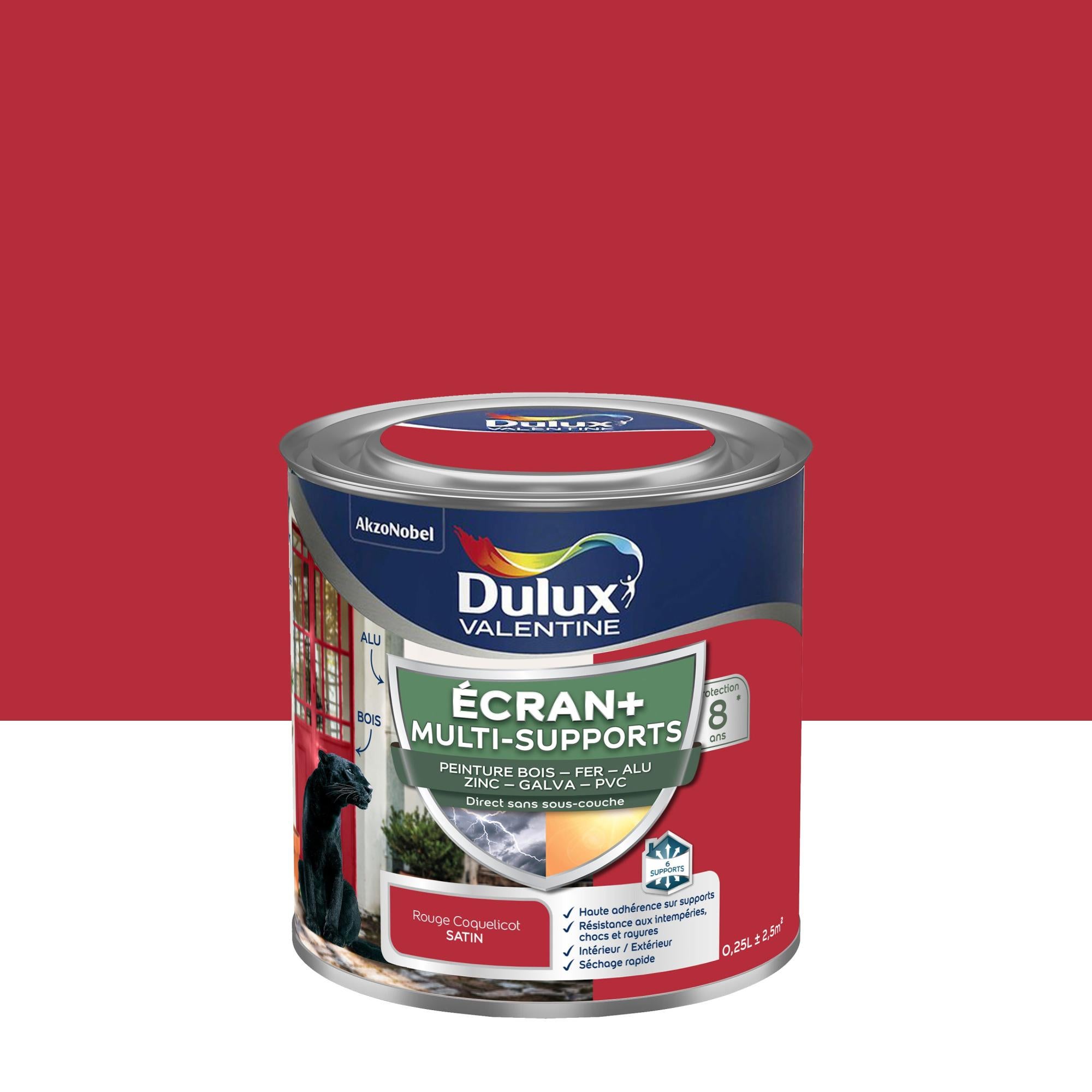 Peinture extérieure bois Ecran + DULUX rouge coquelicot satiné 0.25l Leroy Merlin