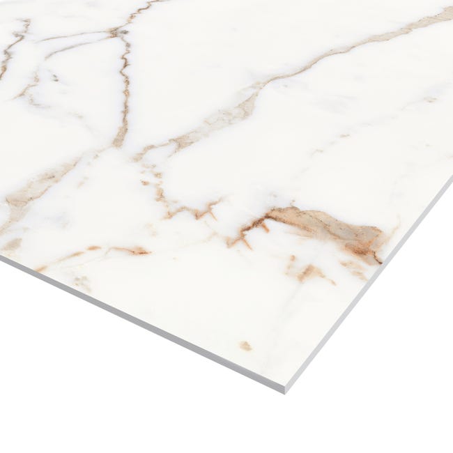 Carrelage sol / mur effet marbre blanc or Rimini l.80 x L.80 cm CERIM  INSPIRED +
