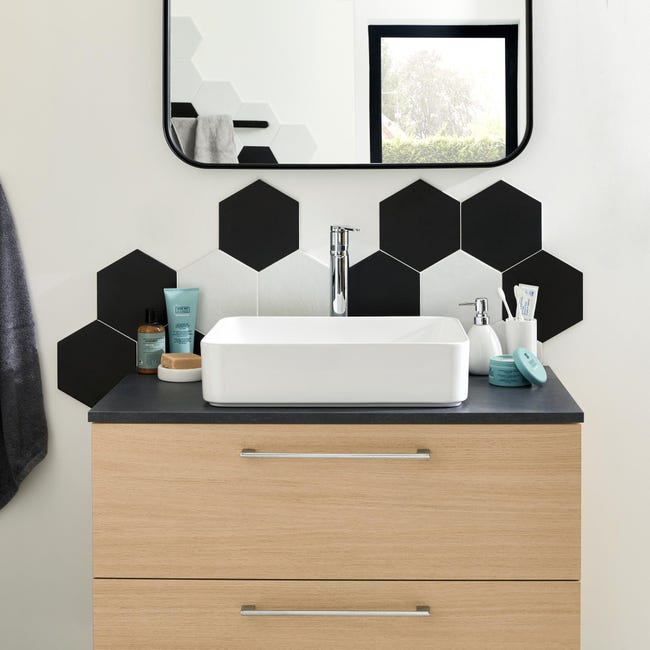 Meuble De Salle De Bains L 90 X P 49 Cm Imitation Chene Remix Vasque Studio Leroy Merlin