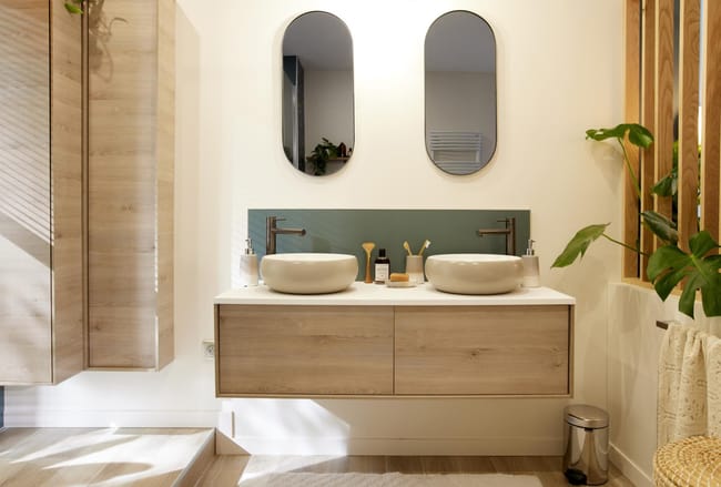 Meuble Salle De Bains L 120 X H 33 X P 49 Cm Imitation Chene Neo Frame Leroy Merlin