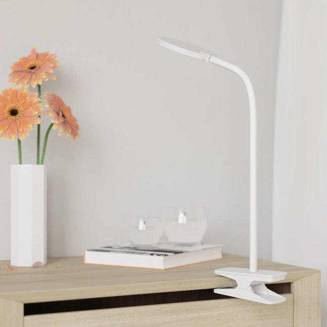 Lampe de bureau à pince, design, pvc blanc, INSPIRE Starla