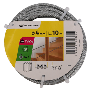 1m PVC cable acier 4mm noir couleur 1x19 gaine corde de foresterie