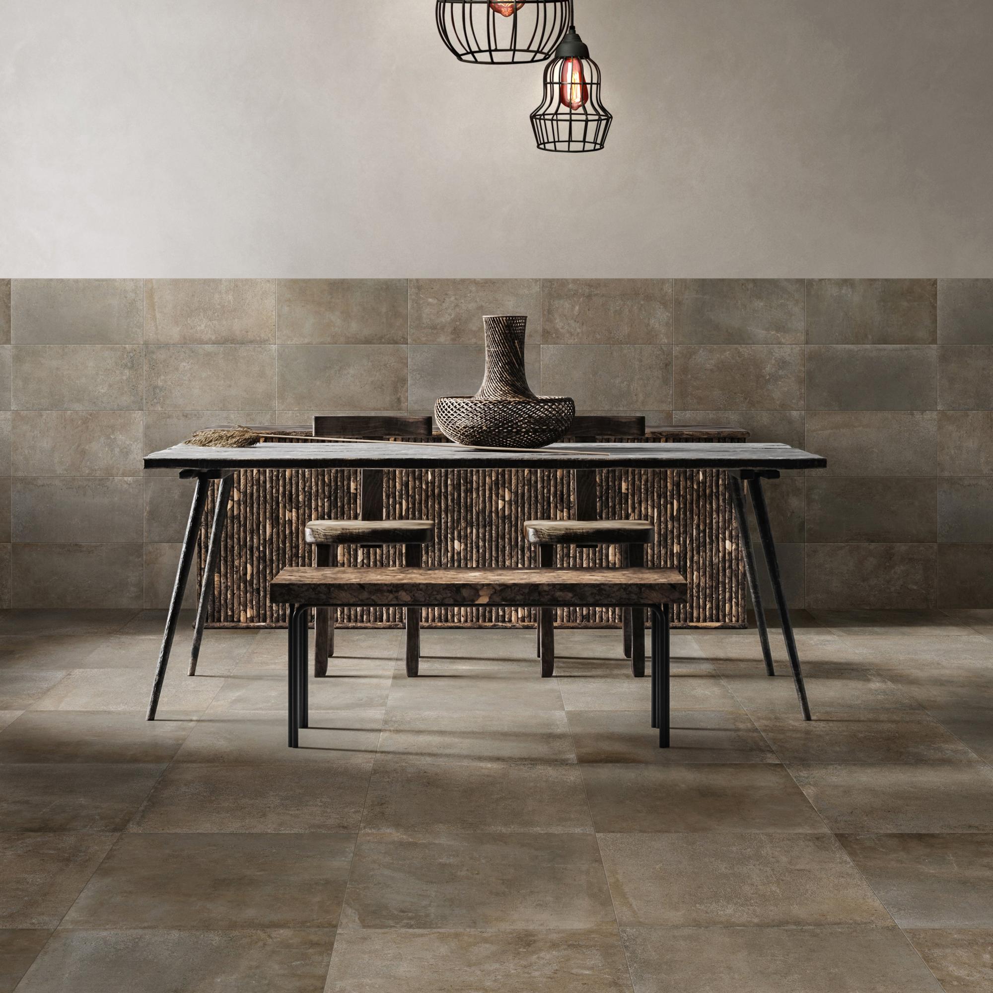 Carrelage sol effet métal taupe Metal clay l.60 x L.60 cm Leroy Merlin