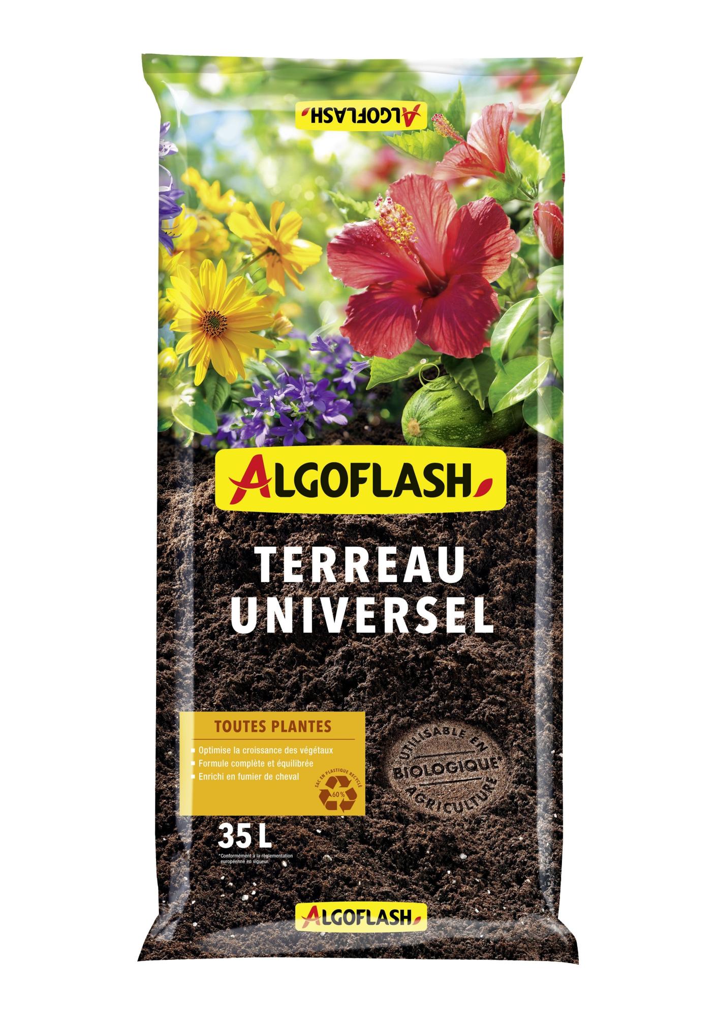 Terreau universel toutes plantes 6 litres Algoflash - ISI-Jardin