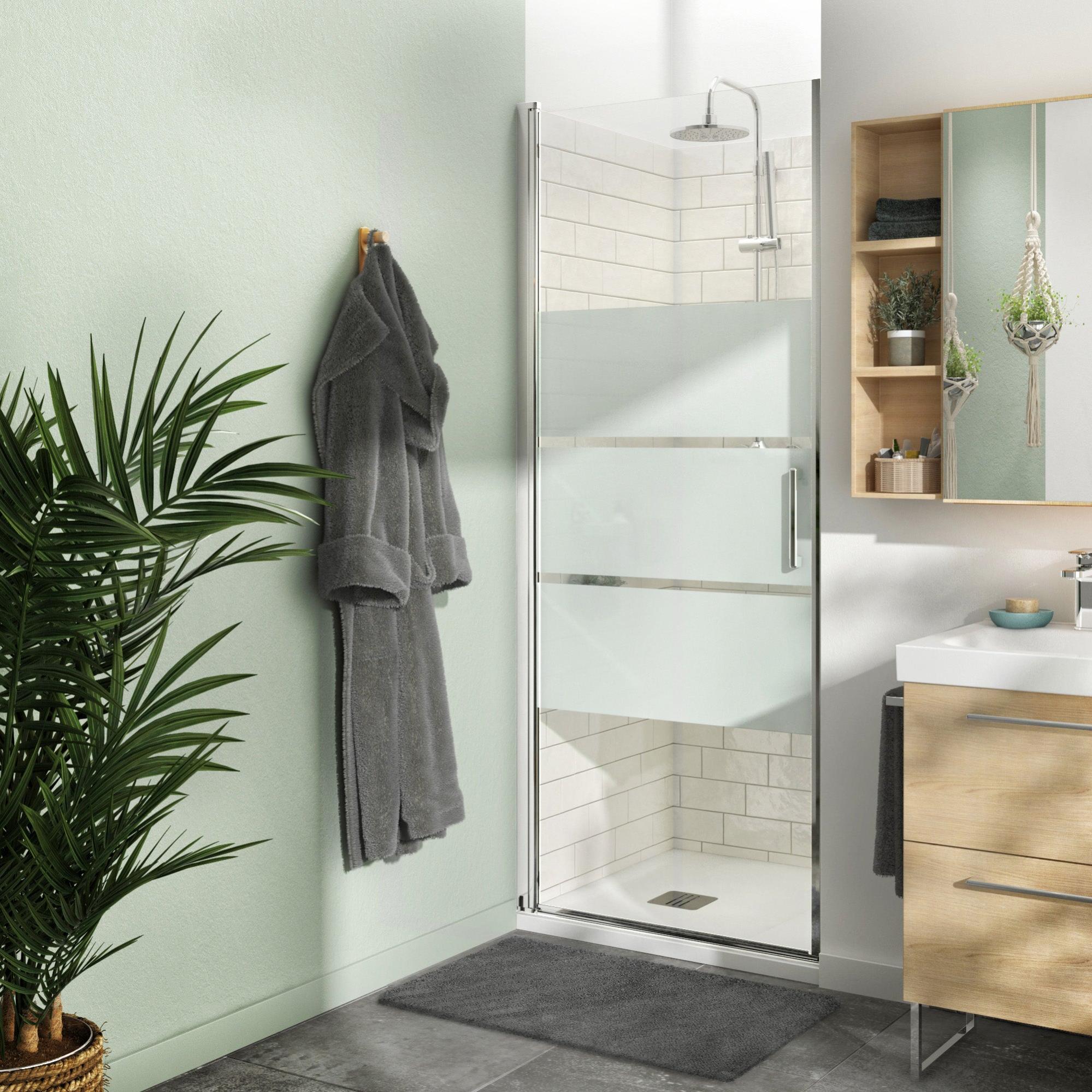 Douche receveur remix blanc 80X80 cm porte Remix sérigraphié argent