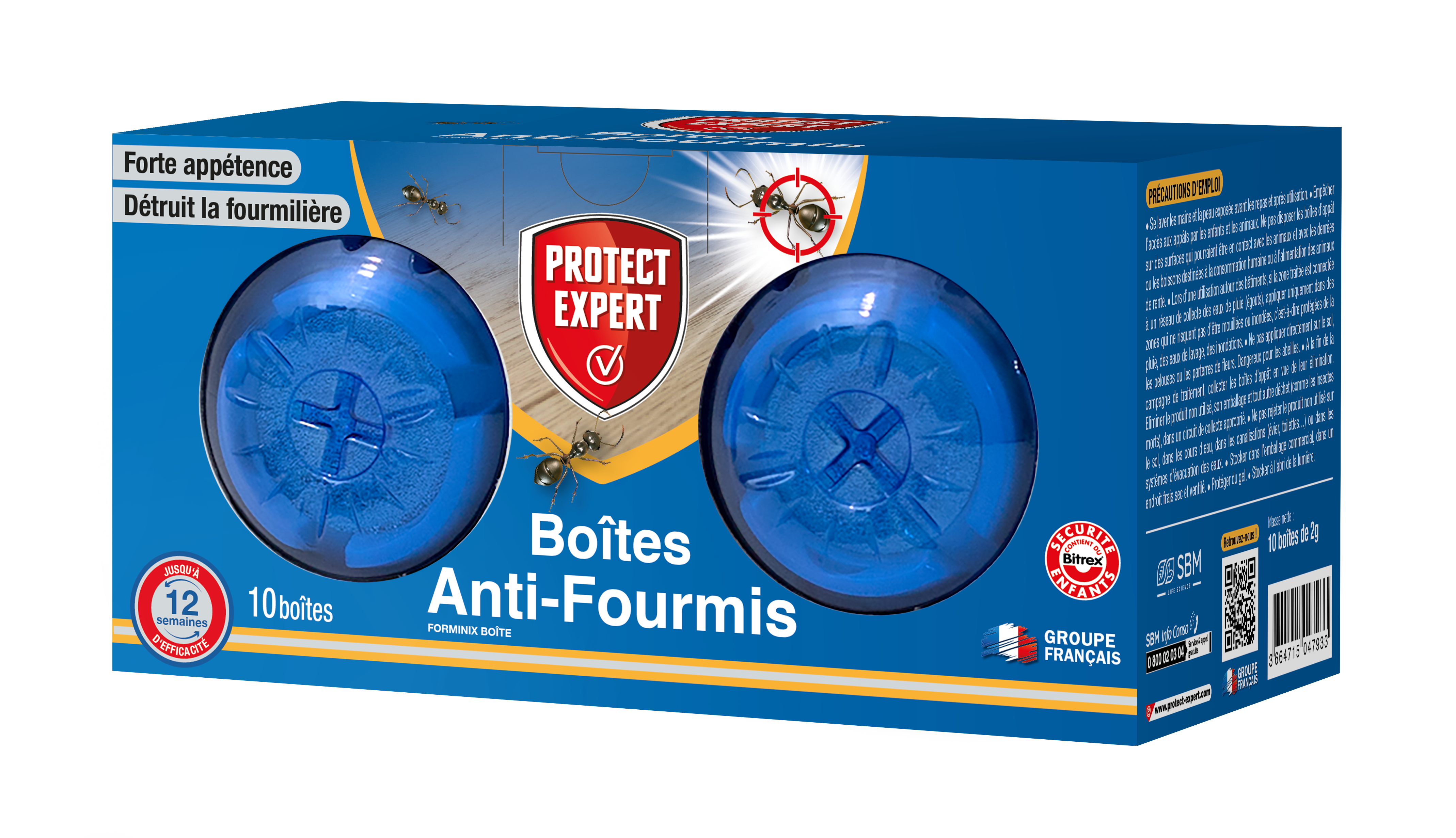 Anti fourmis boite appat - Principe actif naturel - Lot de 2