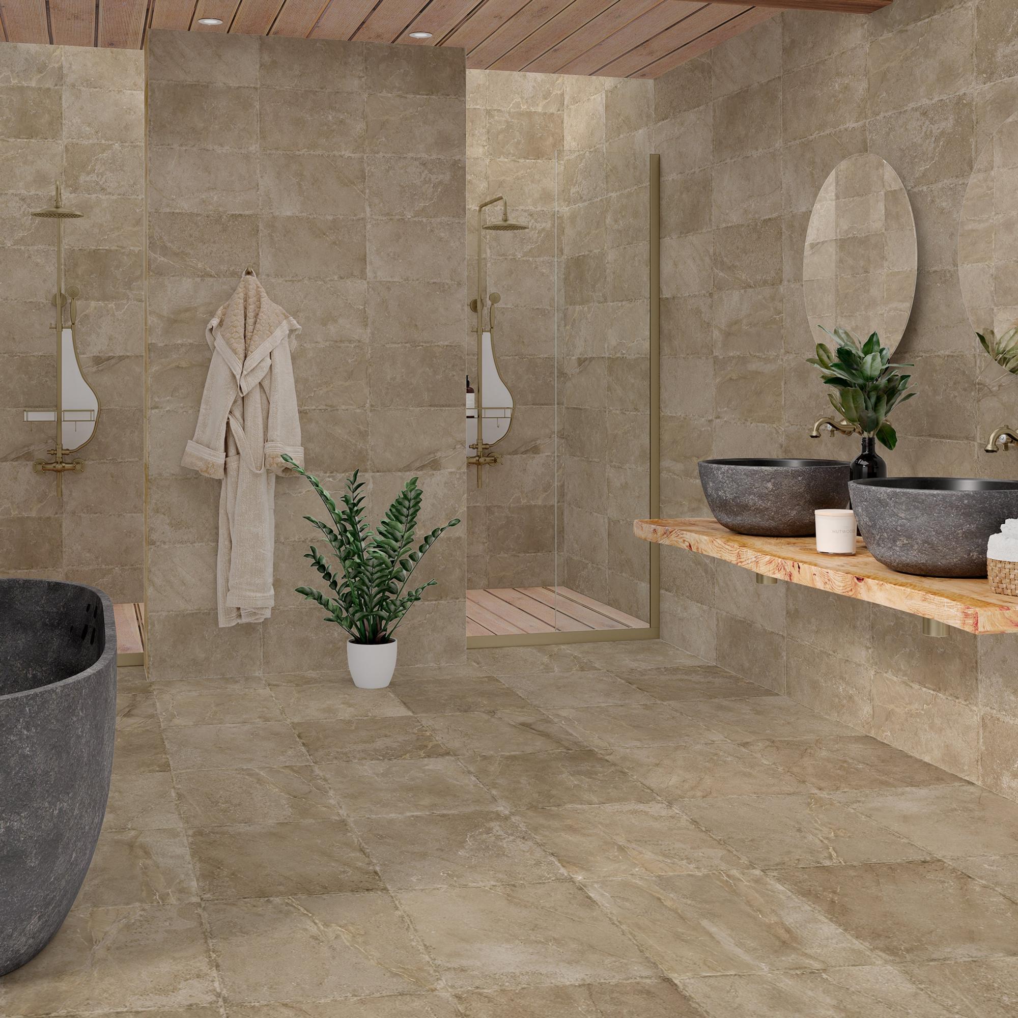 Carrelage effet pierre taupe Roots l.30 x L.60 cm STN CERAMICA Leroy