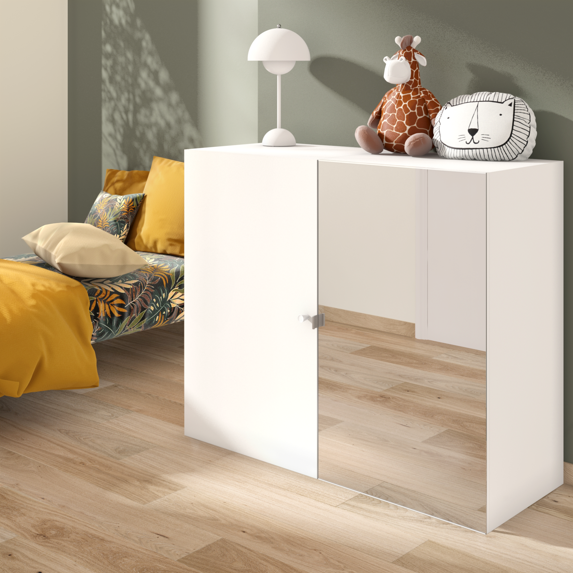 Armoire penderie Home, blanc miroir H.108 x l.120 x P.45 cm Leroy Merlin