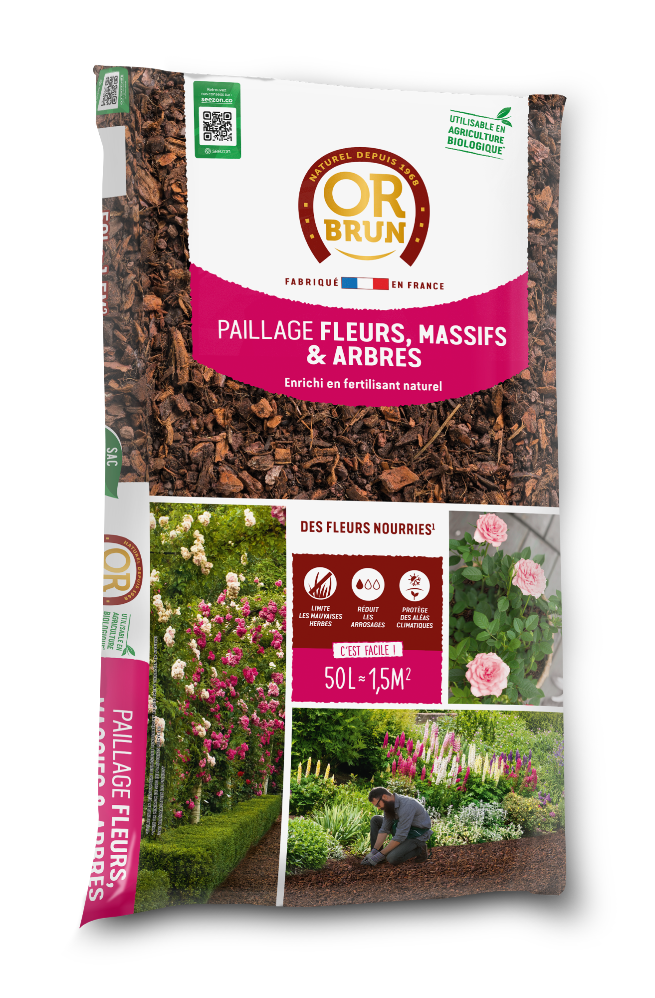 Ecorces de pin plantes fleuries et géraniums OR BRUN, 50 l Leroy Merlin