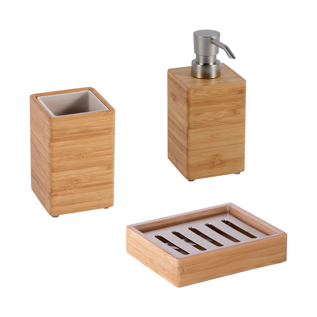 Ensemble d'accessoires de salle de bain en bambou