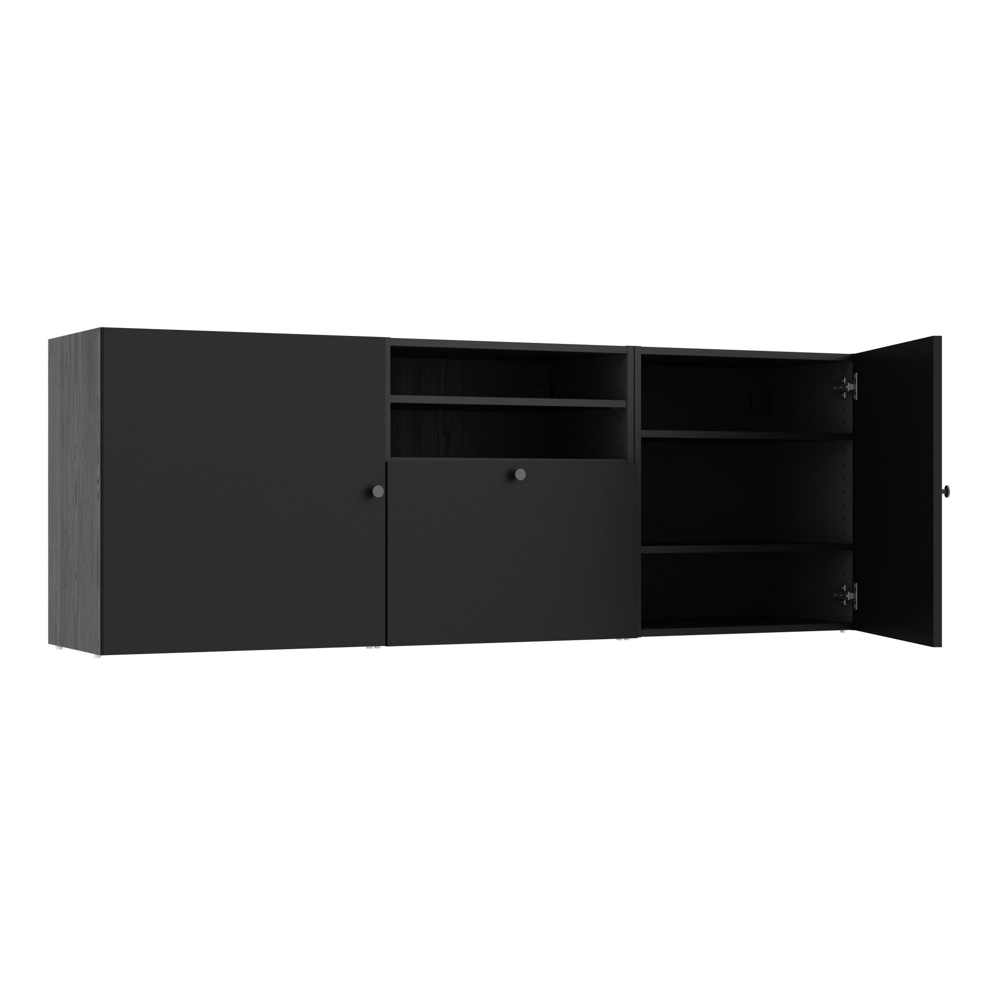 Meuble TV SPACEO Evo'M noir H.64 x l.180 x P.38 cm Leroy Merlin