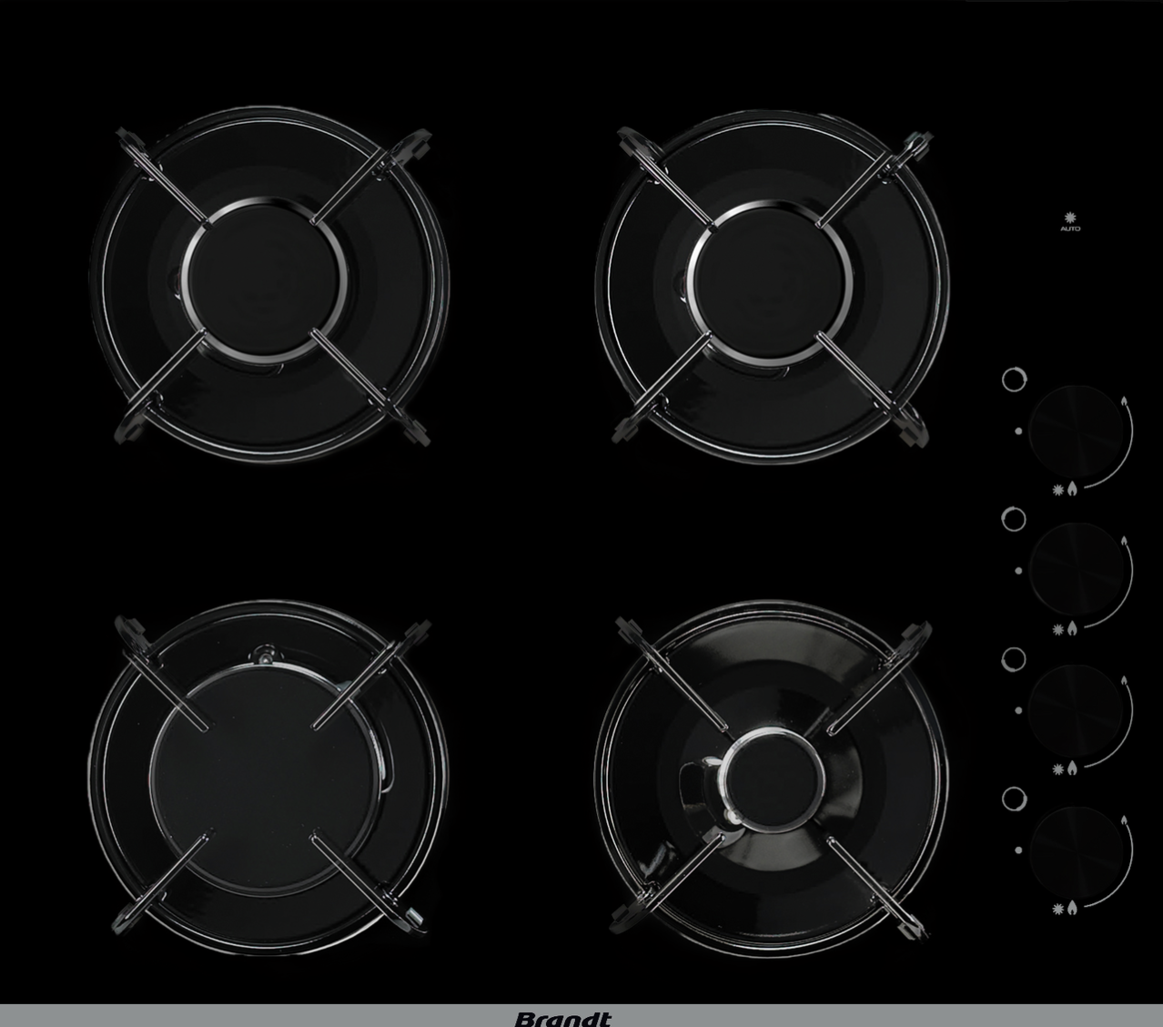 Plaque de cuisson gaz 4 foyers BRANDT BPG3400B Noir Leroy Merlin