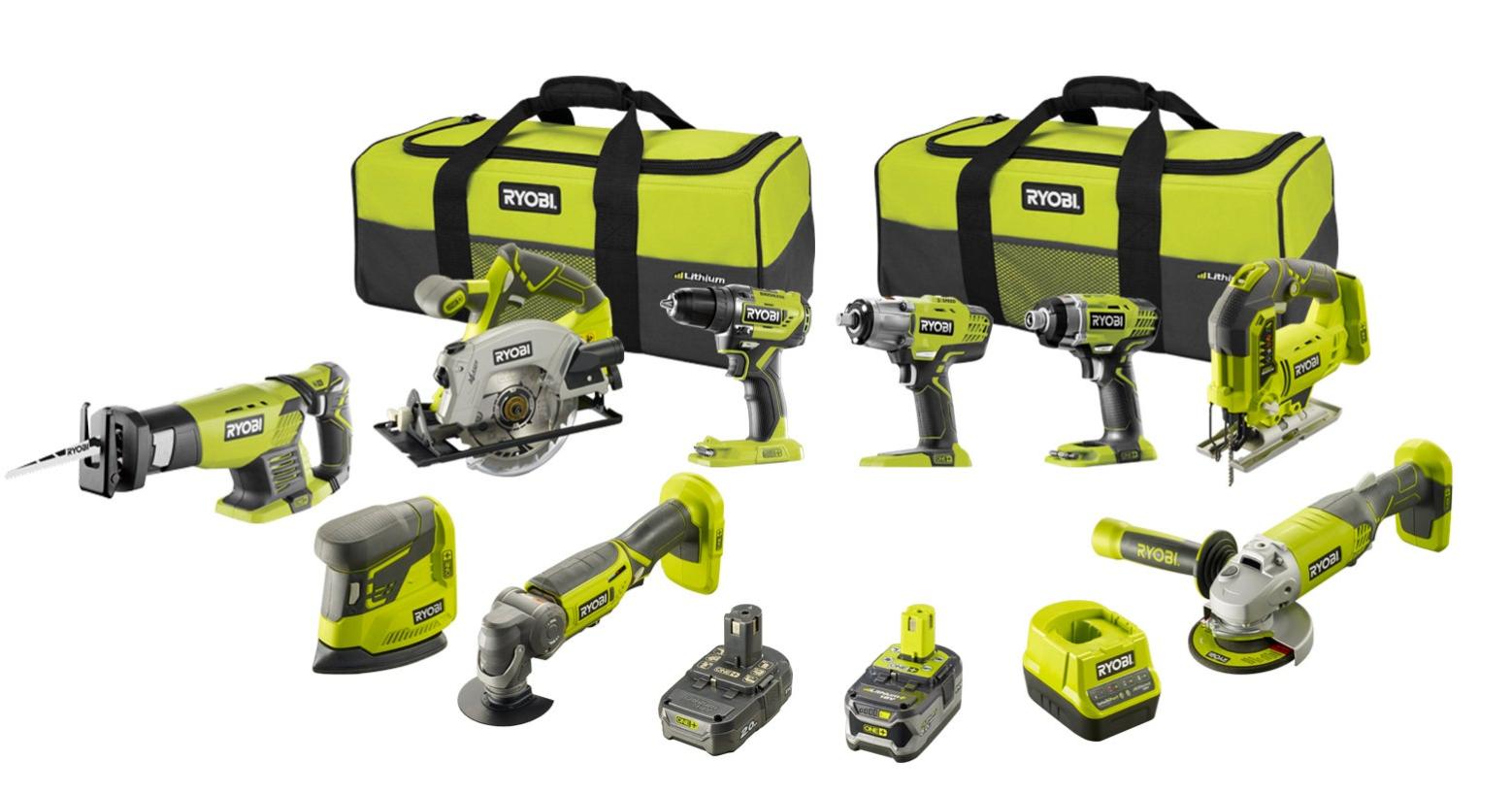 Pack de 5 outils sans fil RYOBI R18ck5a-242s, 18 V 4 Ah, 2 batteries
