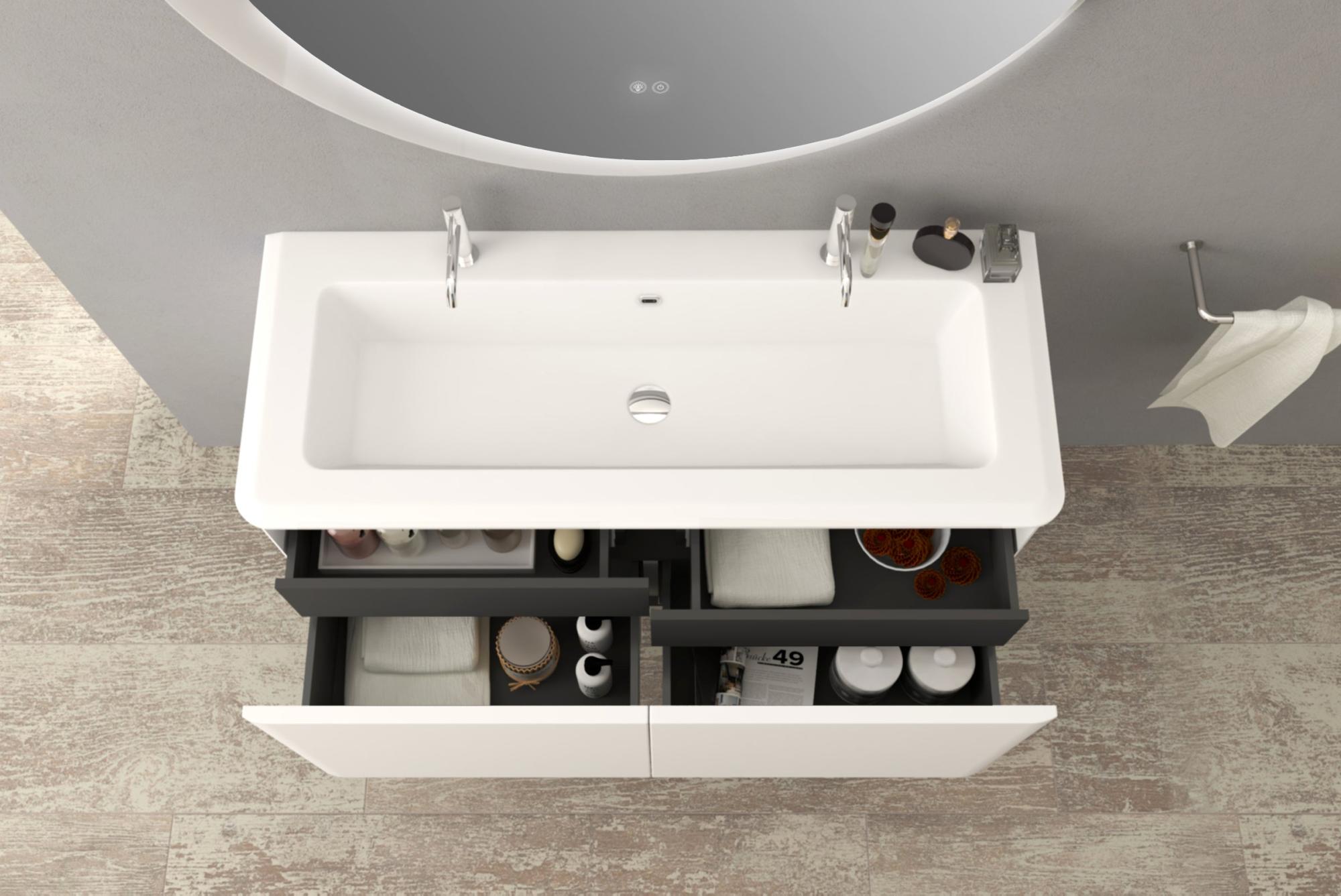 Meuble simple vasque Icona, l.120 x H.55 x P.48 cm, Blanc mat | Leroy